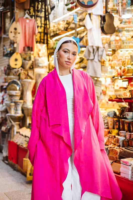 High-low Kimono In Fuchsia