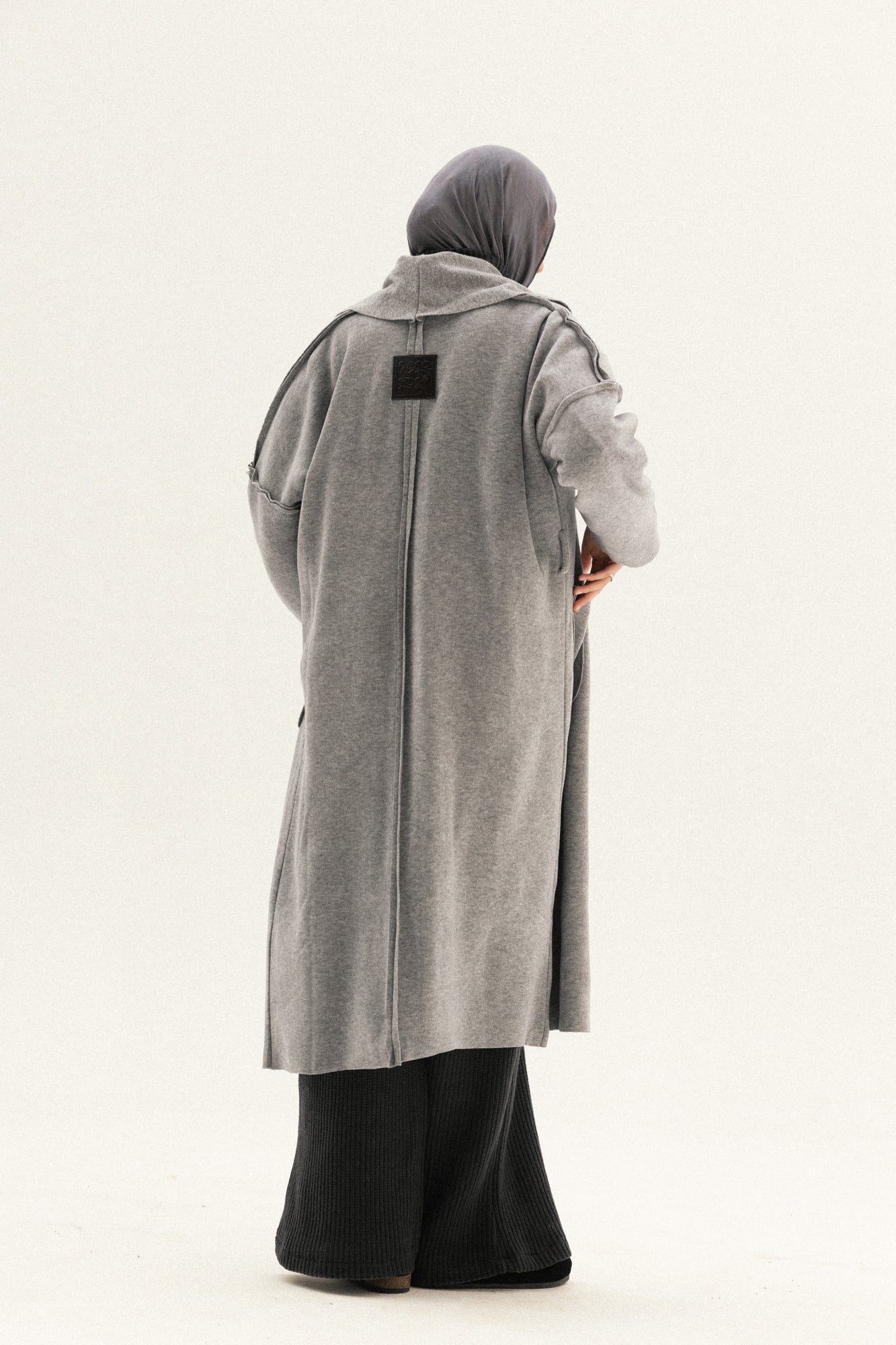 Long Pocket Coat In Grey