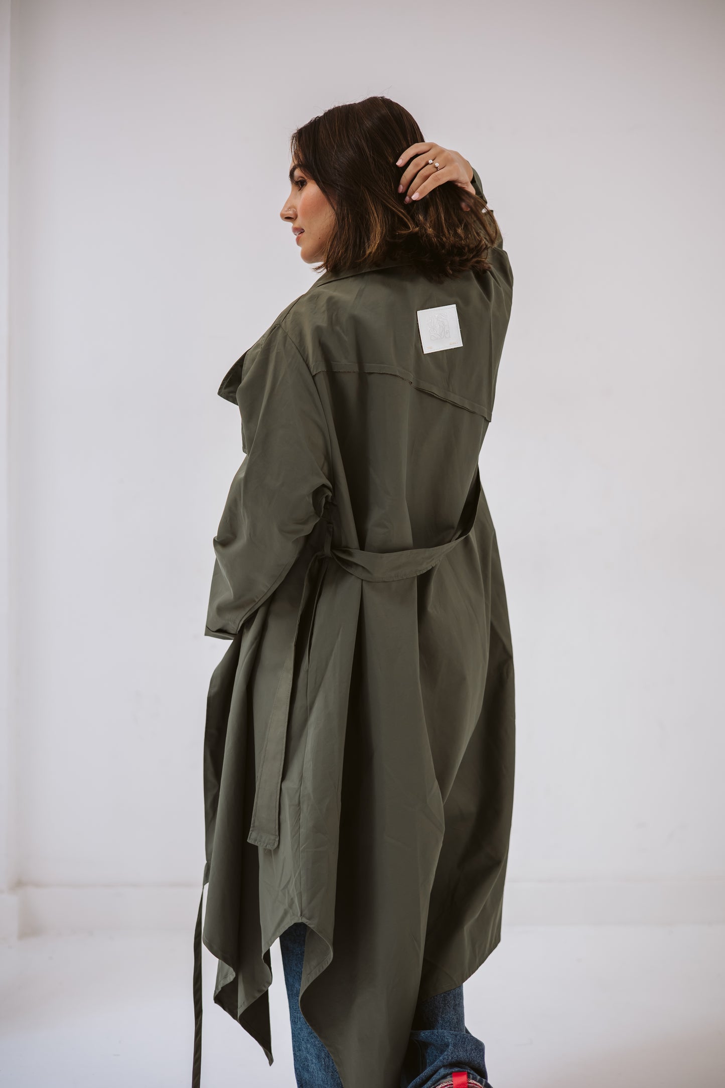 High-low Trench coat In Olive