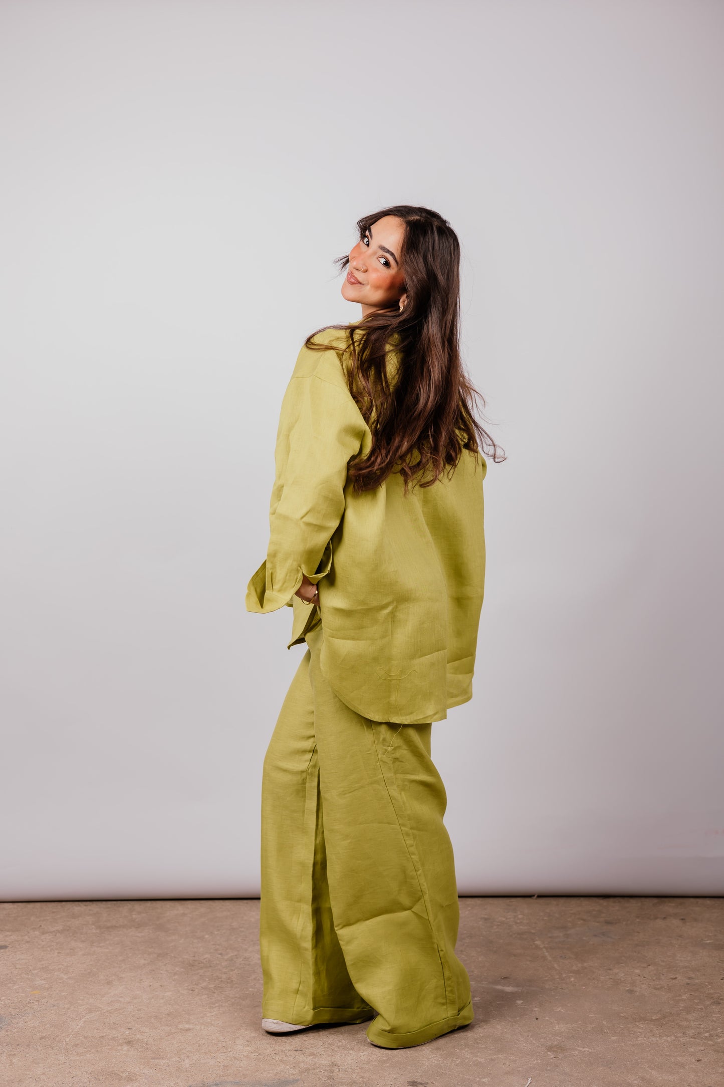 Daily Linen Shirt In Lime-green