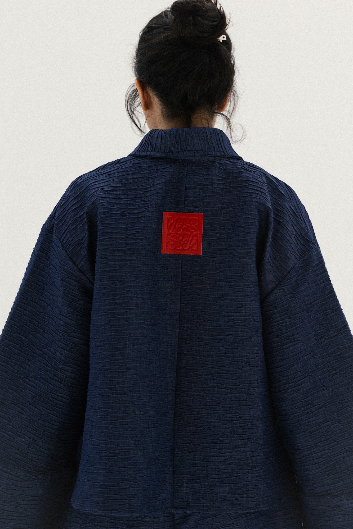 Crushed Denim Set In Navy-blue