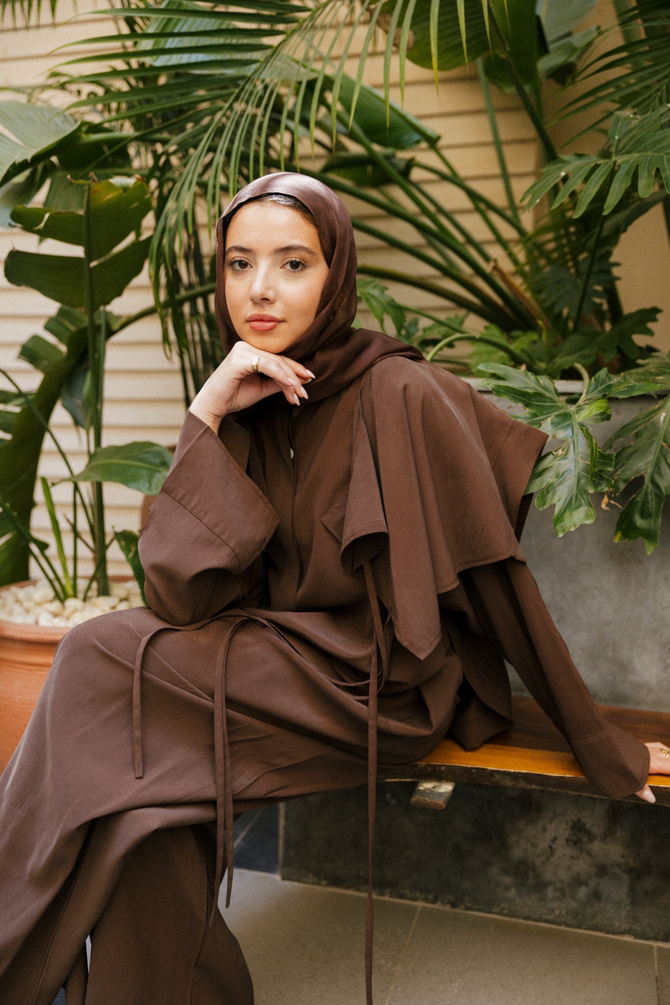 Layered set in brown