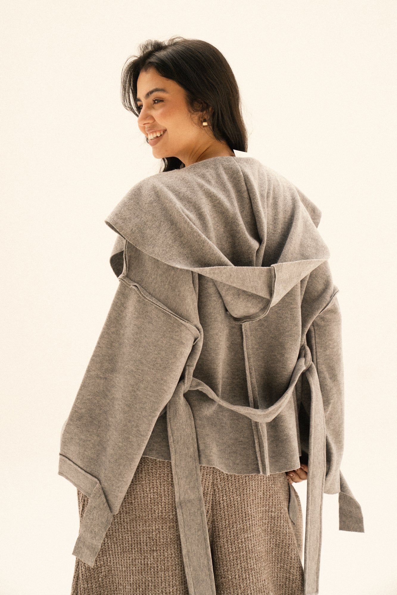 Unfinished Short Coat In Grey