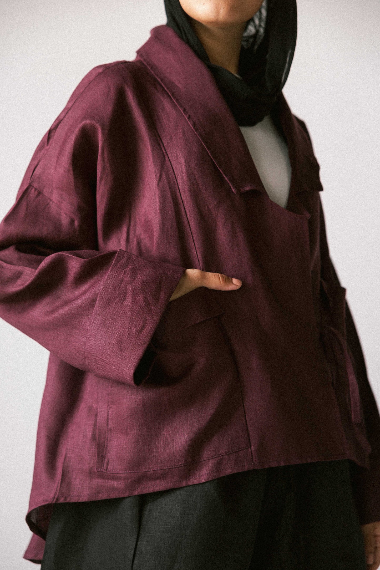 Pocket kimono in burgandy