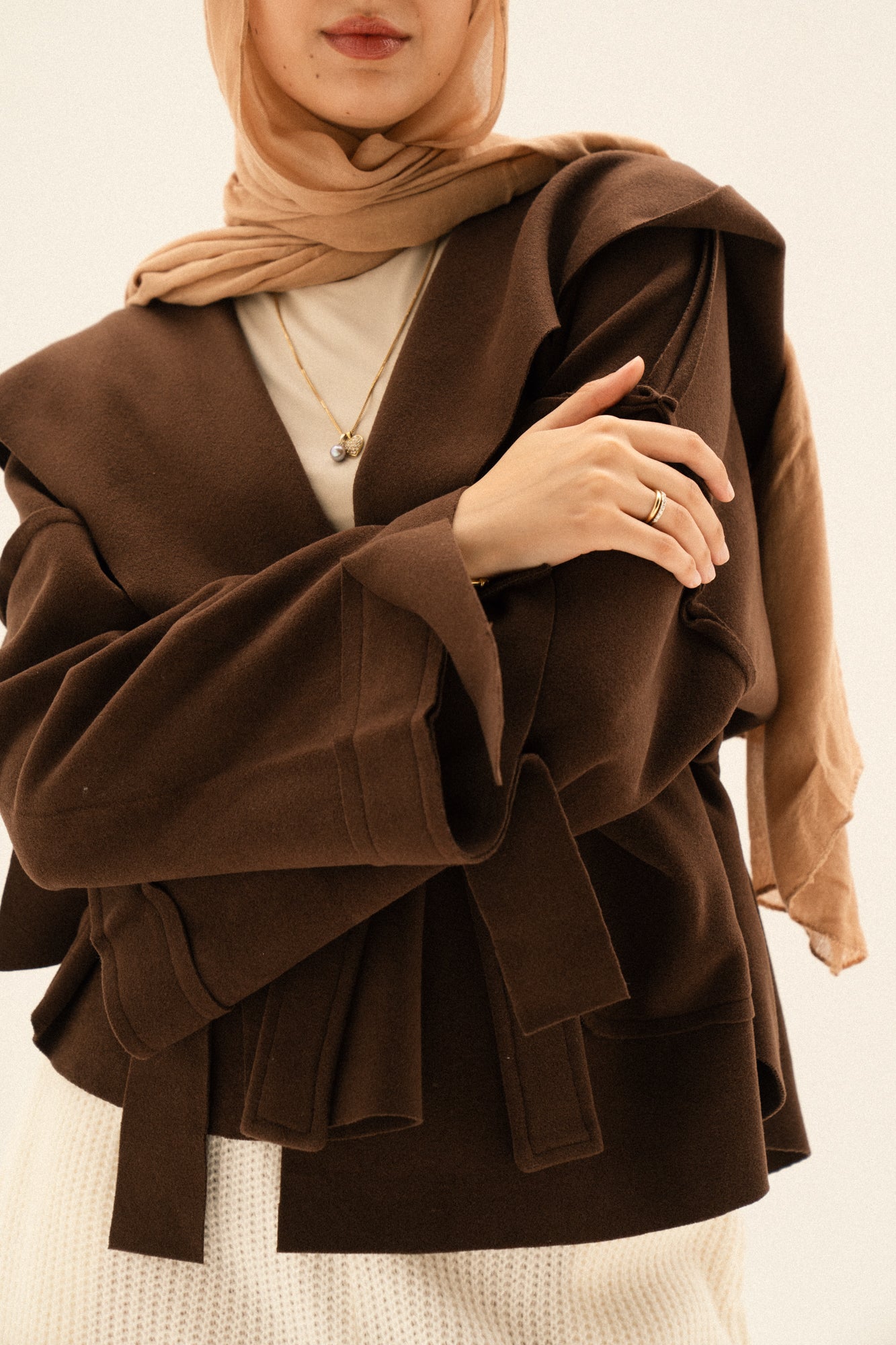 Unfinished Short Coat In Brown