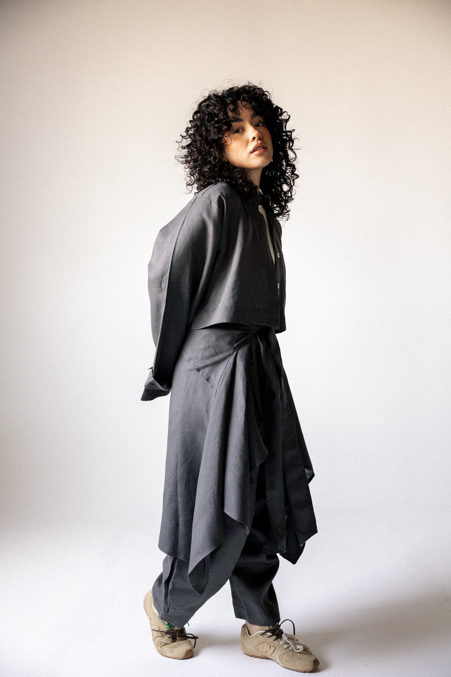 Rap-up shirt in dark grey