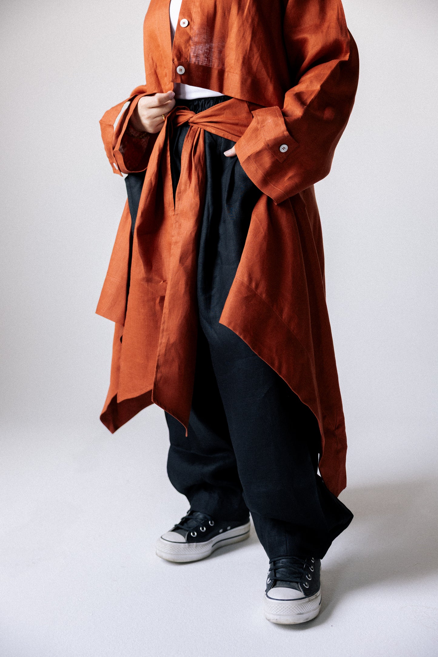 Rap-up shirt in burnt orange
