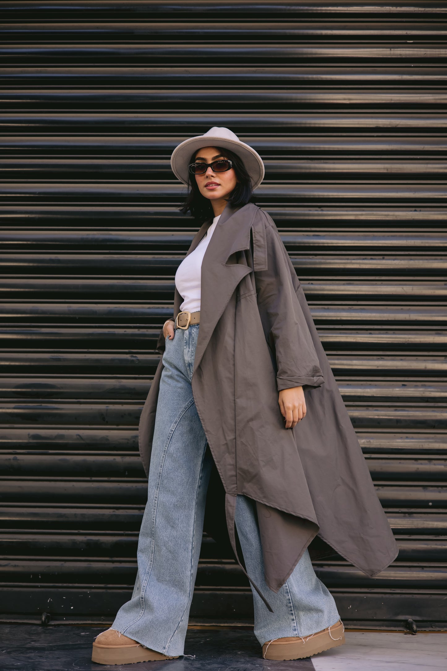 High-low Trench Coat In Greish