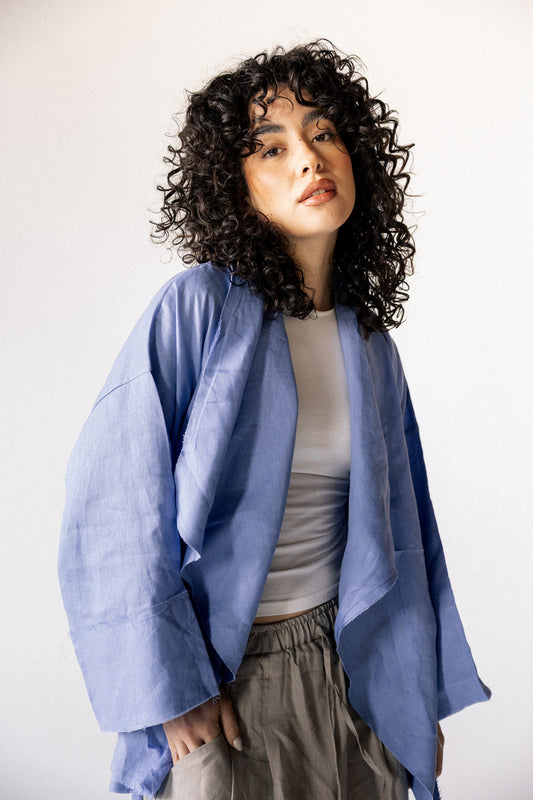 Collar kimono in blue