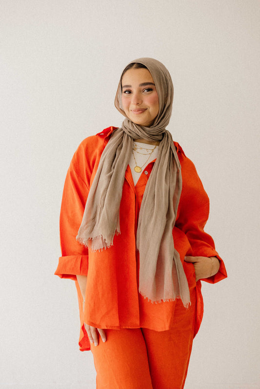 Daily Linen Shirt In Orange