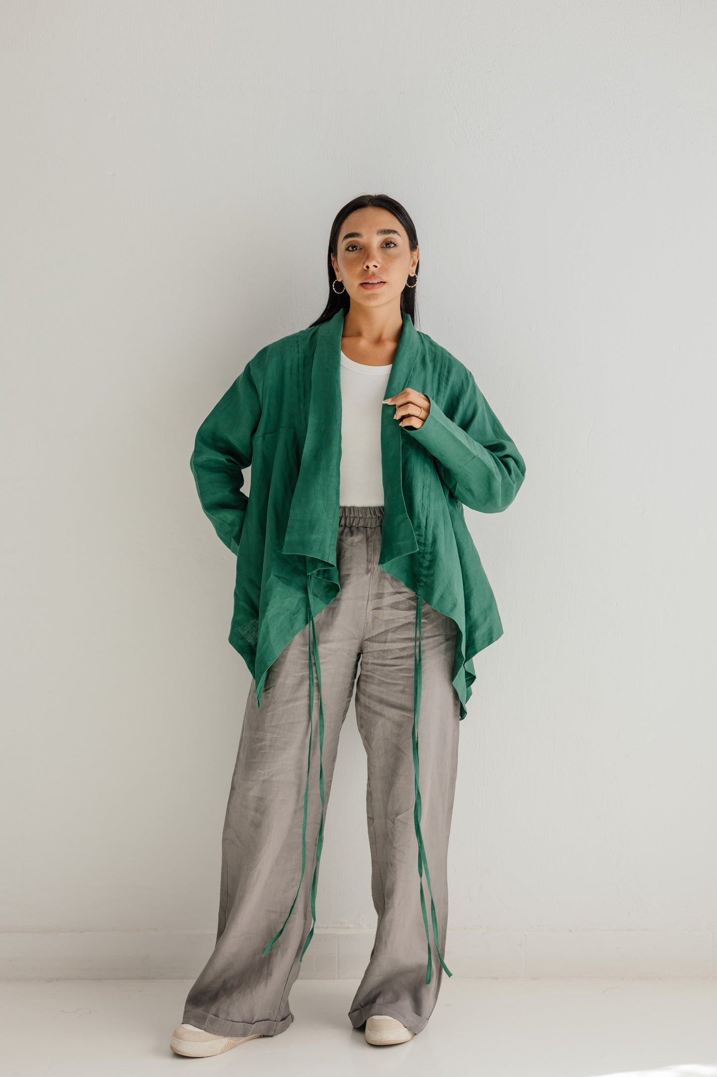 Elastic Kimono In Dark Green