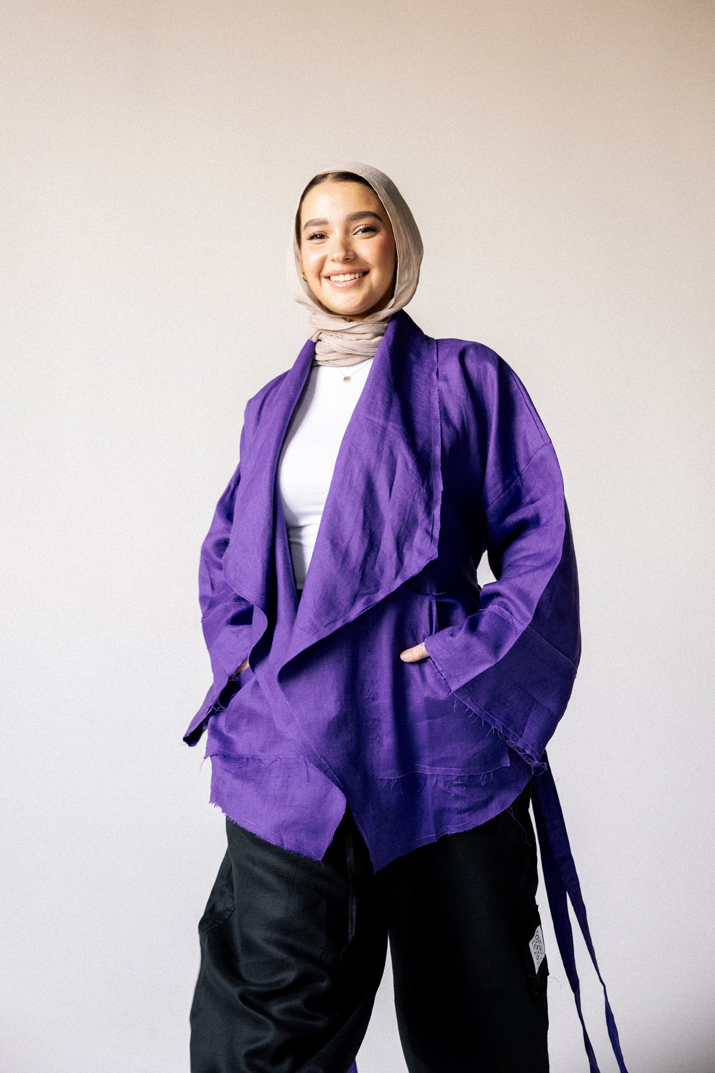 Collar kimono in purple