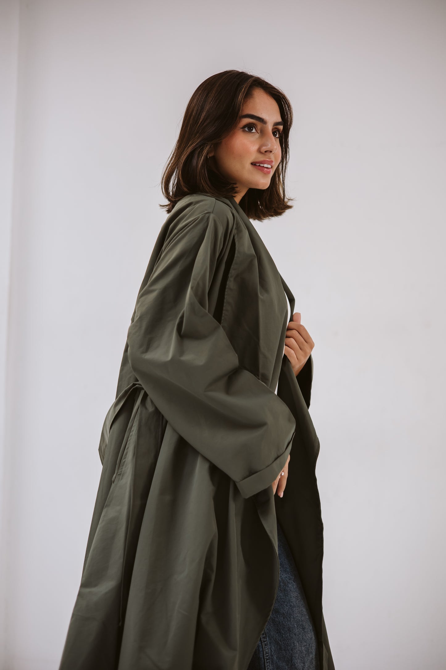 High-low Trench coat In Olive