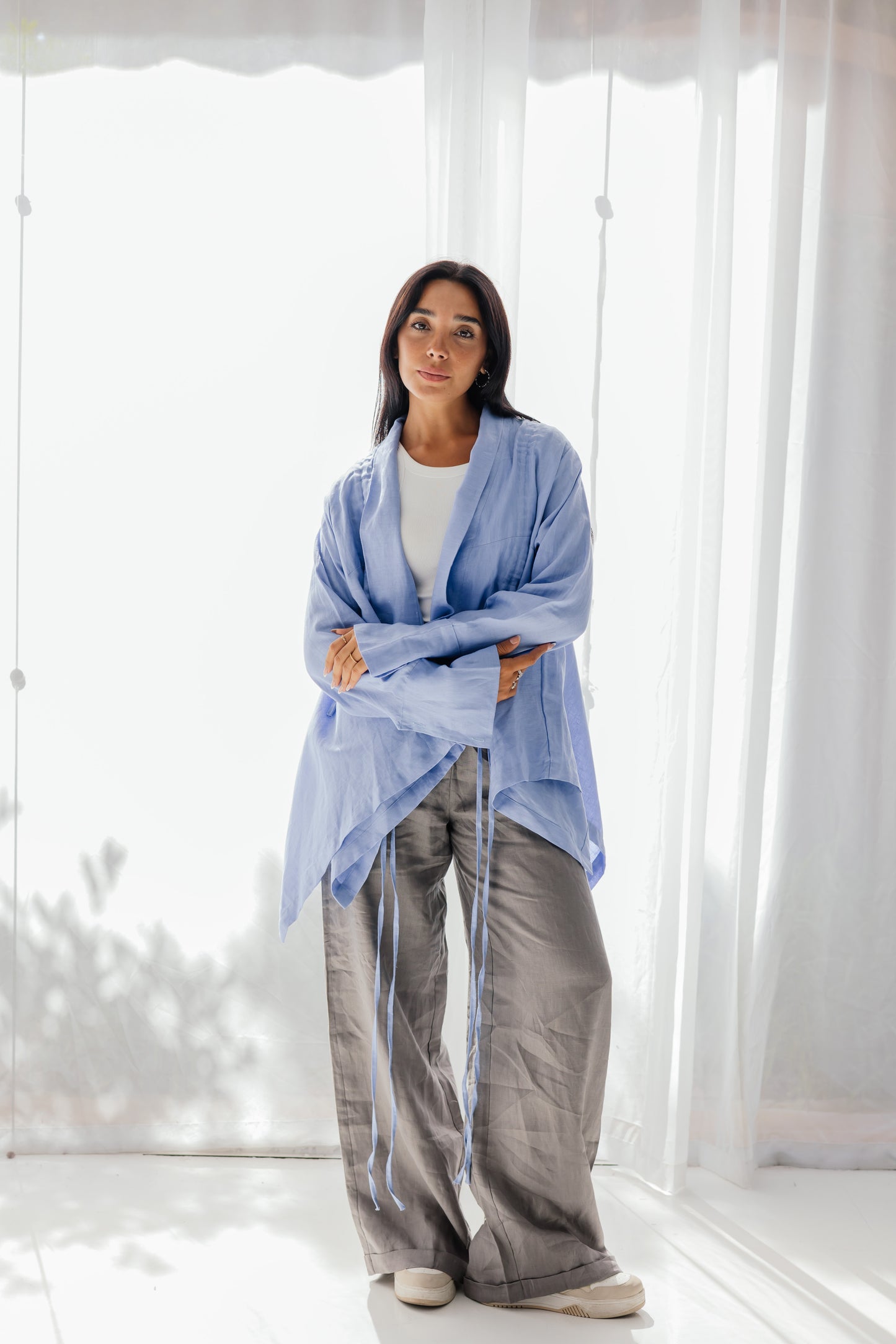 Elastic Kimono In Purple-blue