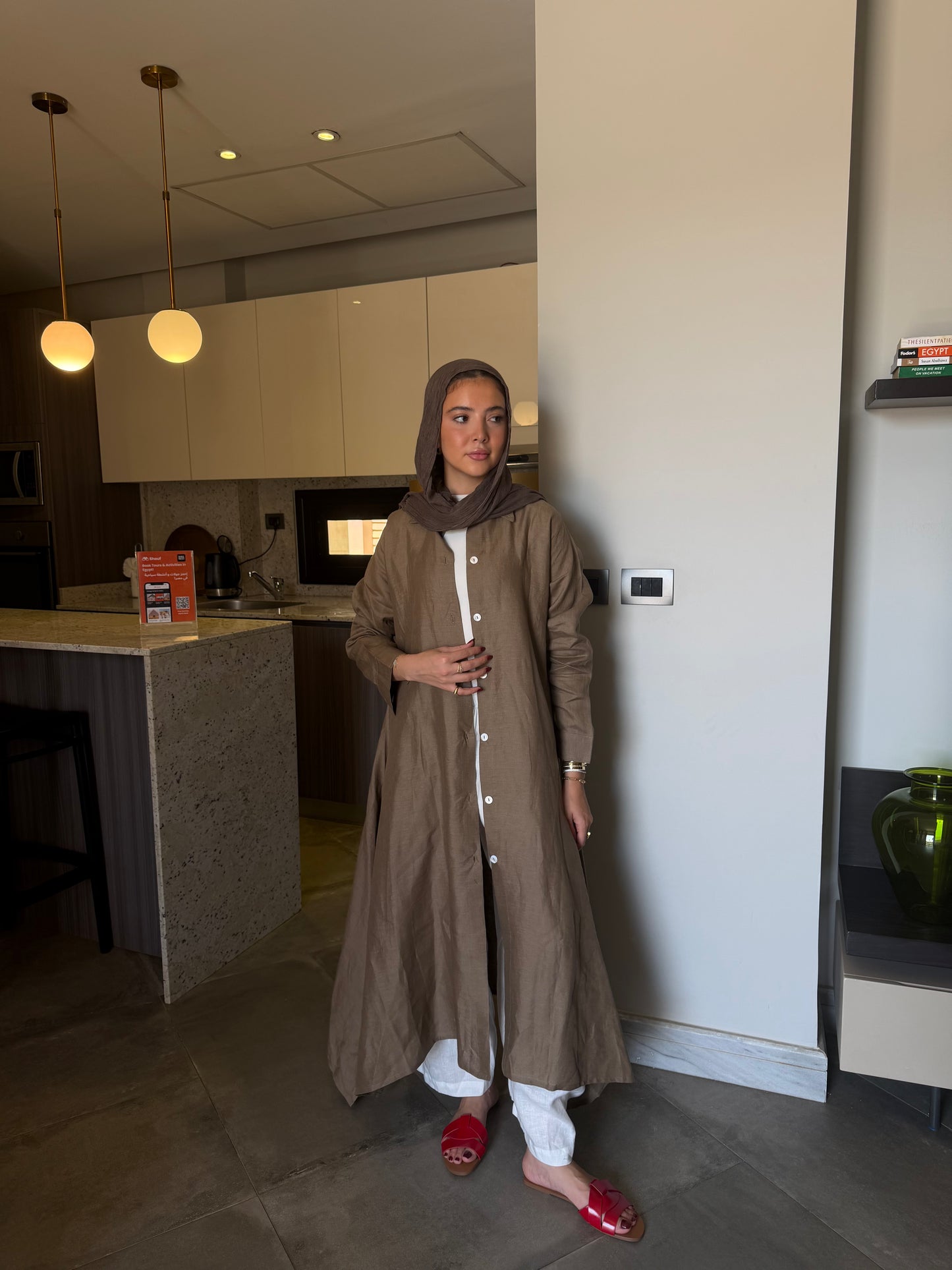 Long shirt in light brown