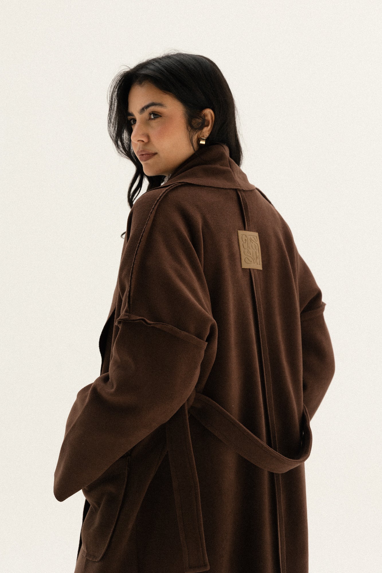 Long Pocket Coat In Brown