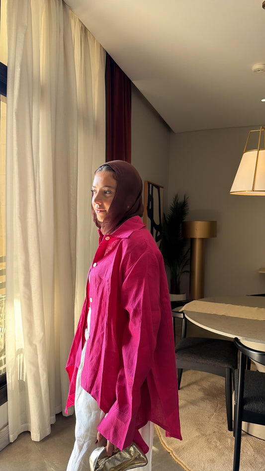 Round shirt in fuchsia