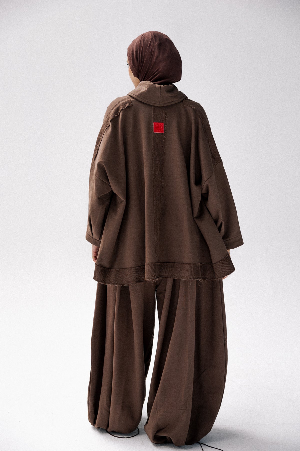 lined cotton set in brown