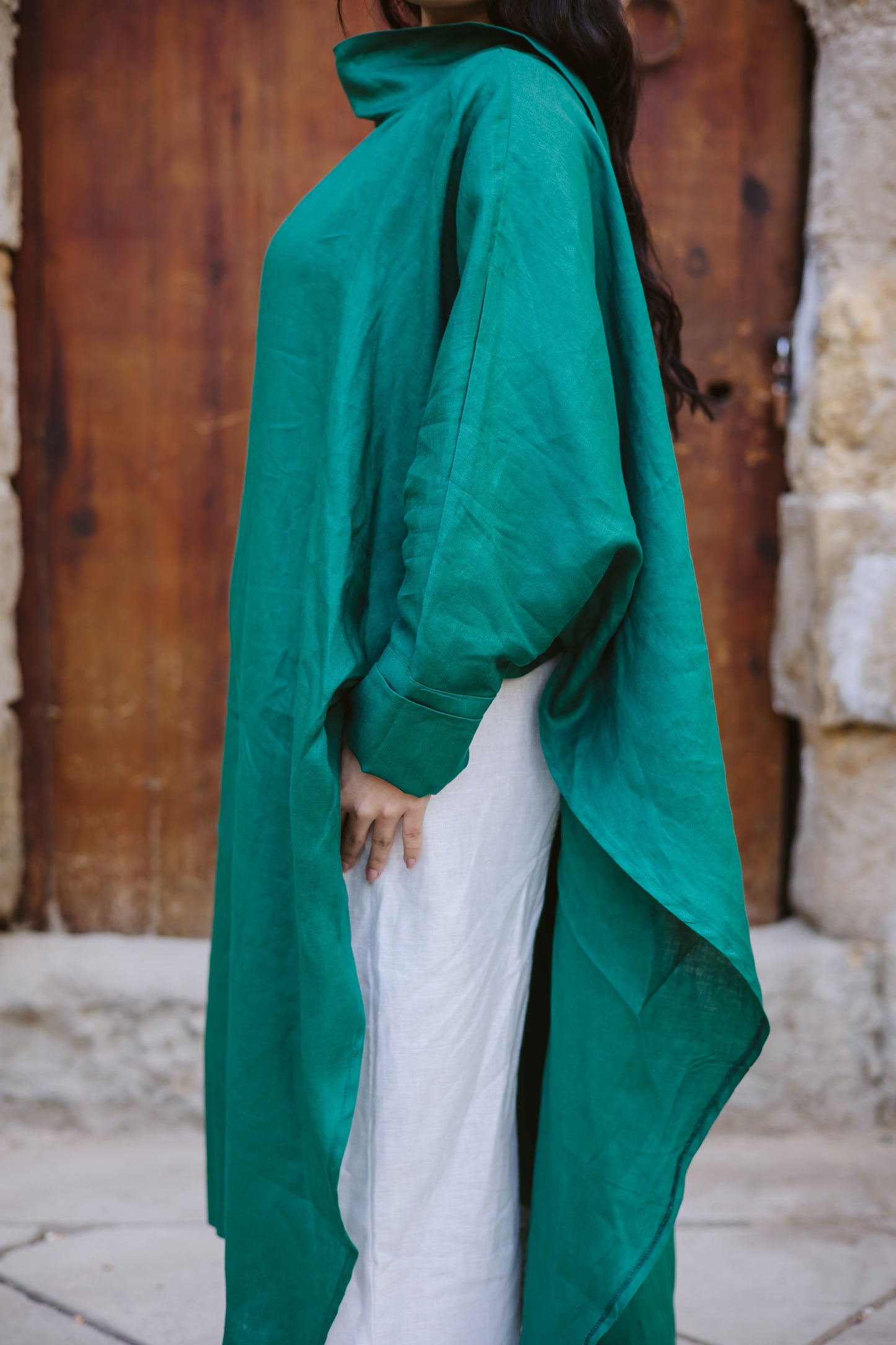Long Ribbon Top In Green