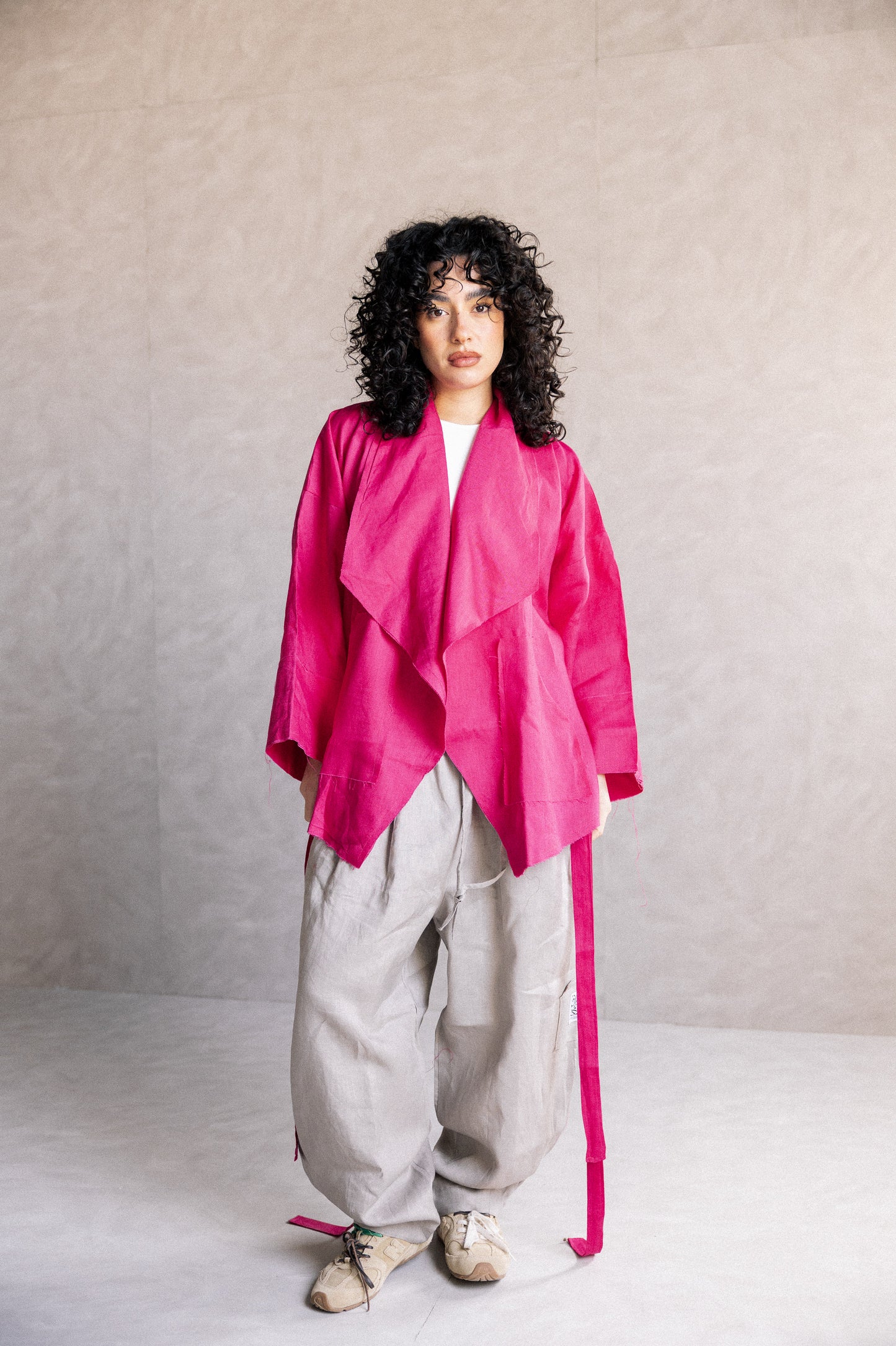 Collar kimono in fuchsia