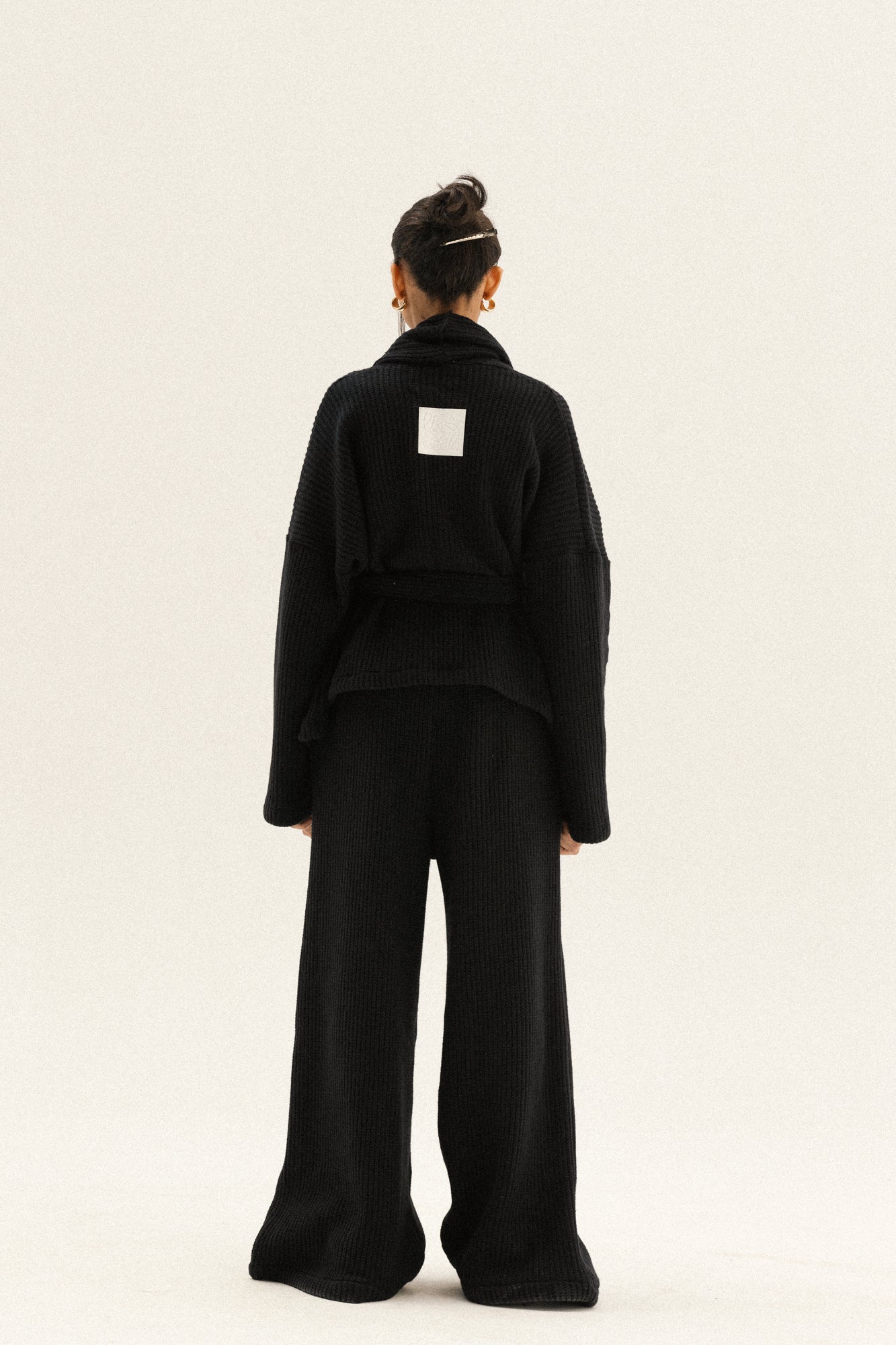 Short Kimono Knitted Set In Black