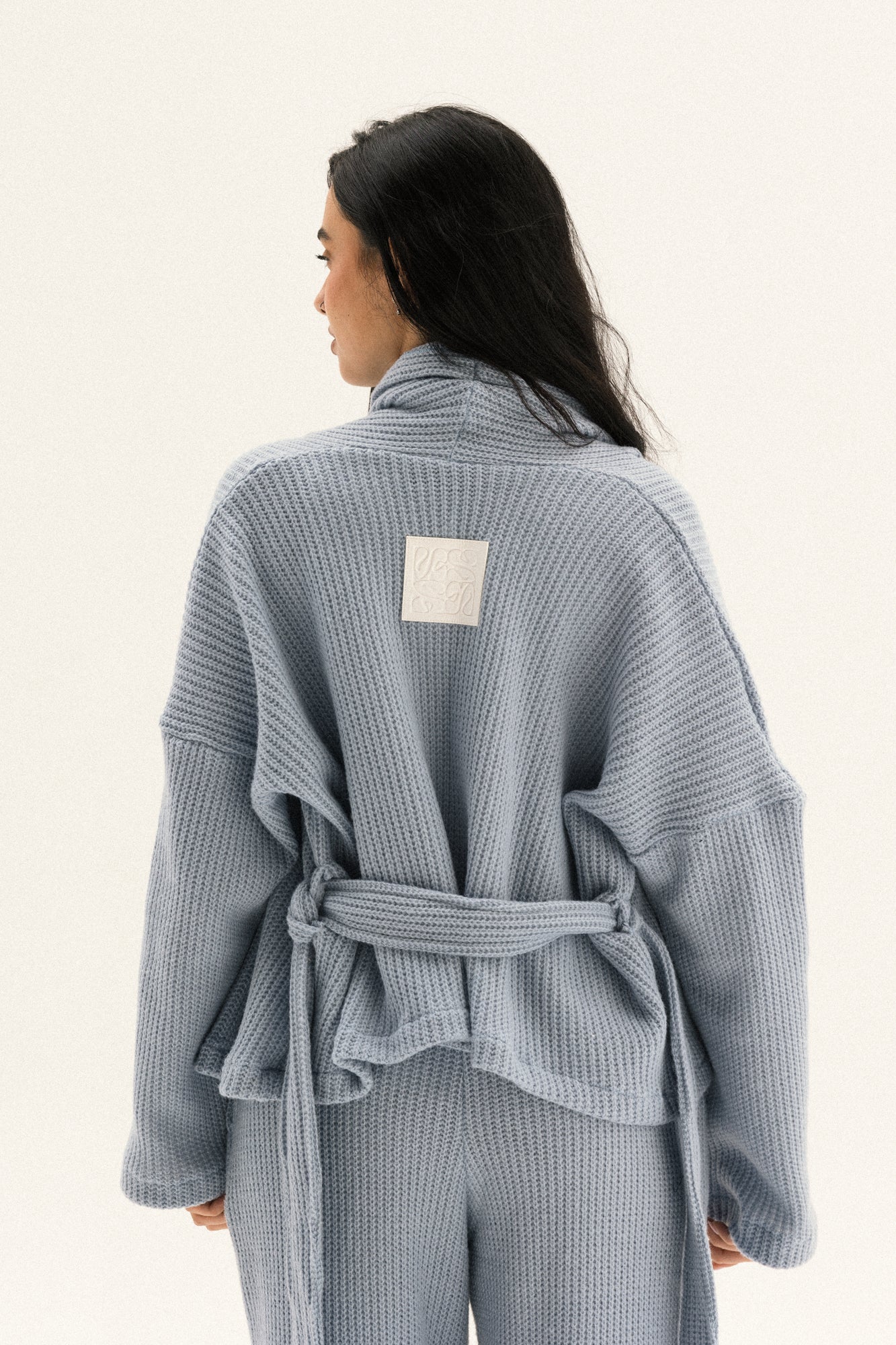 Short Kimono Knitted Set In Blue