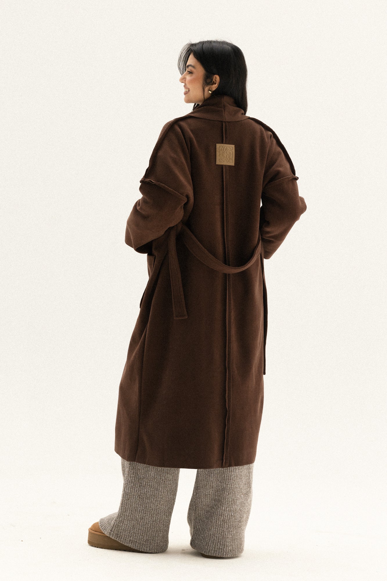 Long Pocket Coat In Brown