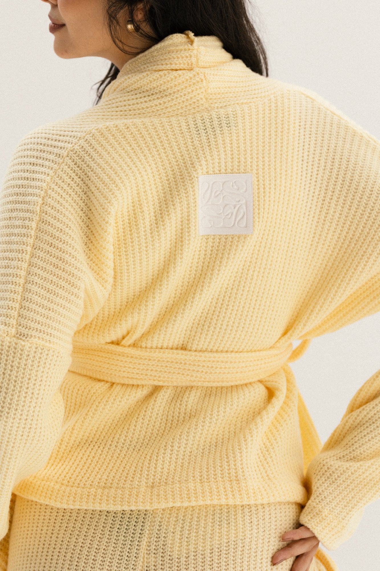 Short Kimono Knitted set In Butter Yellow