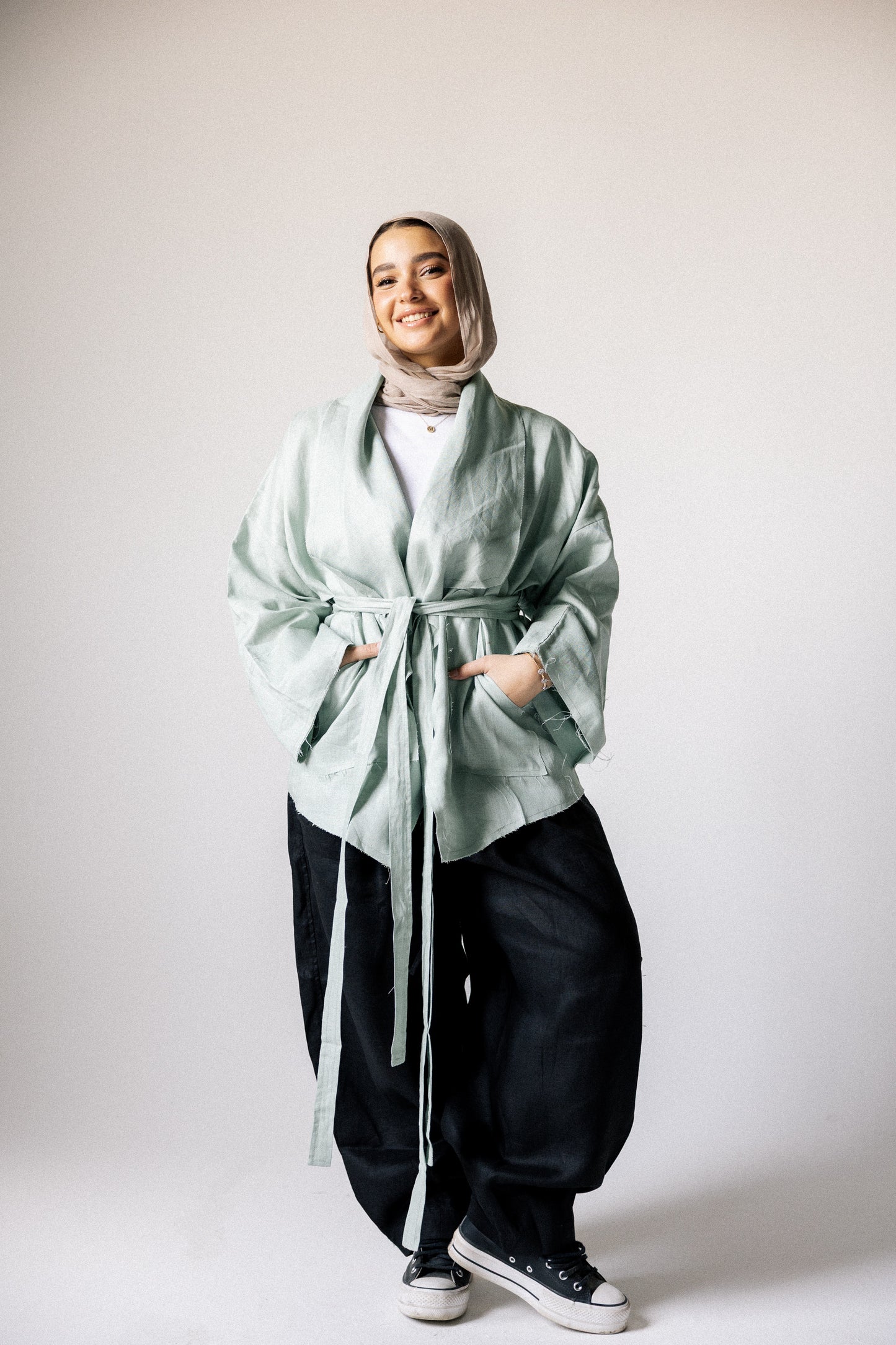 Collar kimono in mint