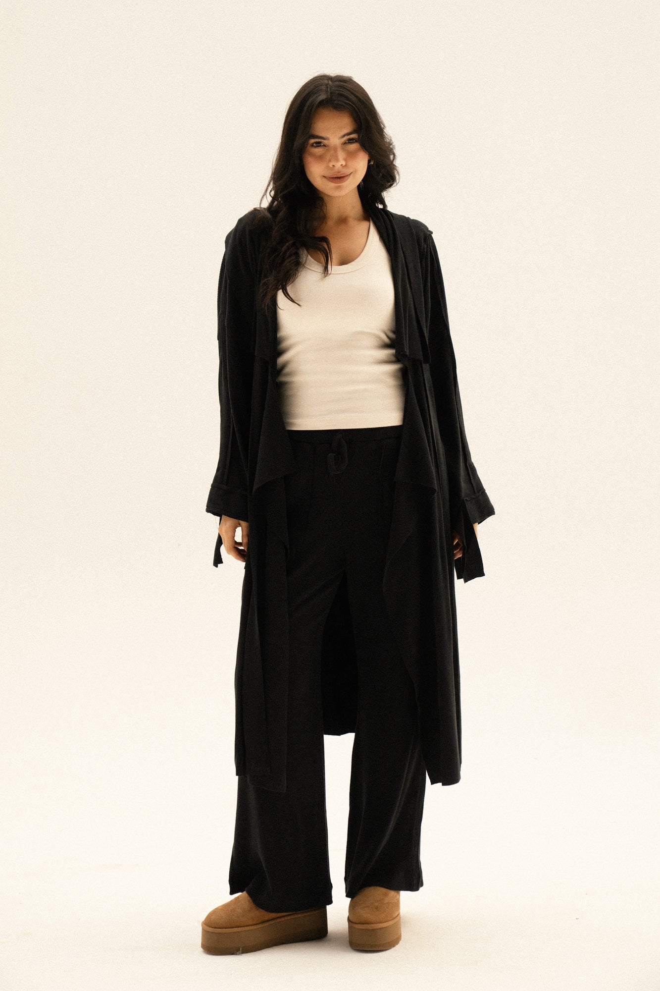 Lined Wool Set In Black