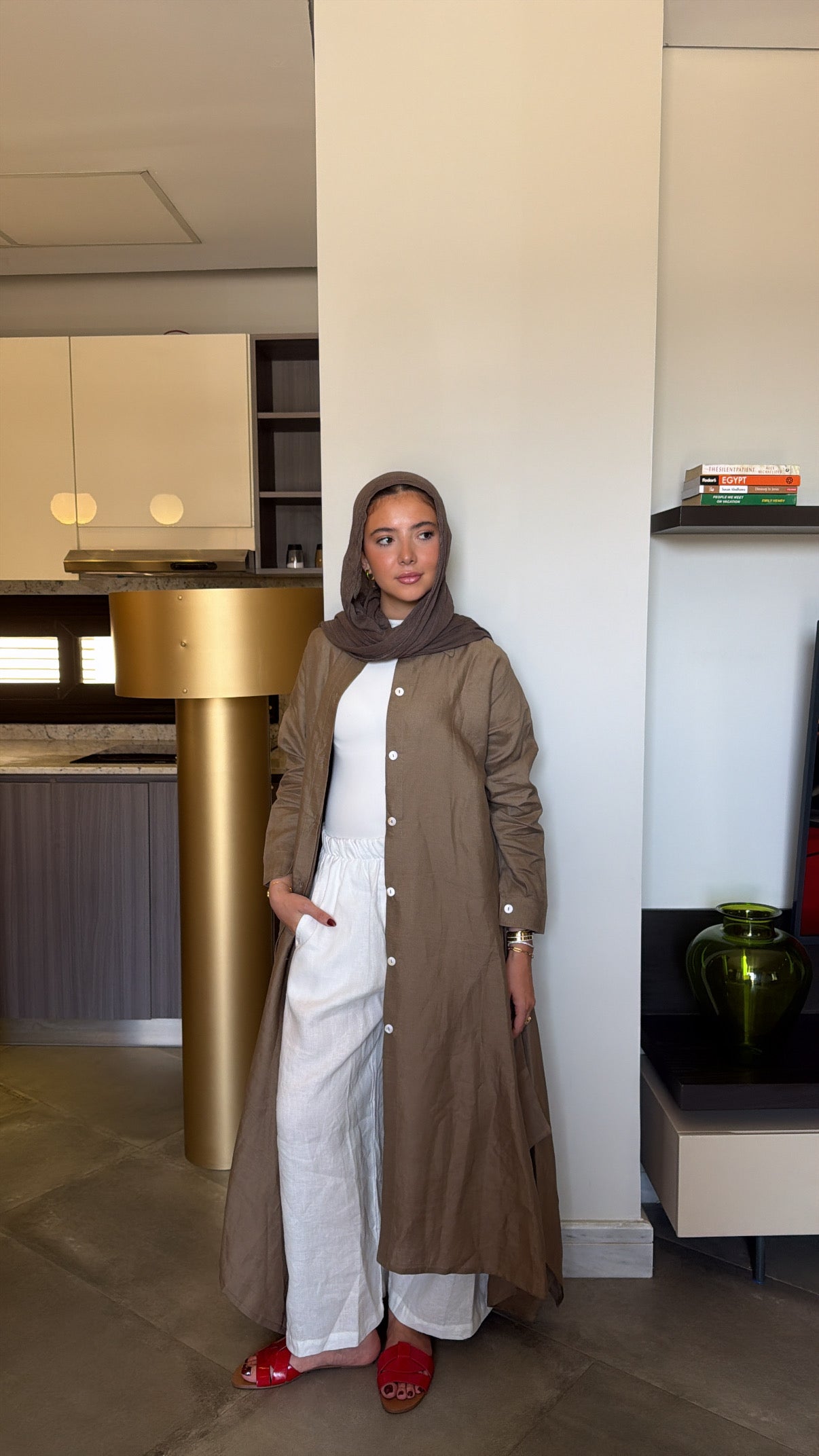 Long shirt in light brown