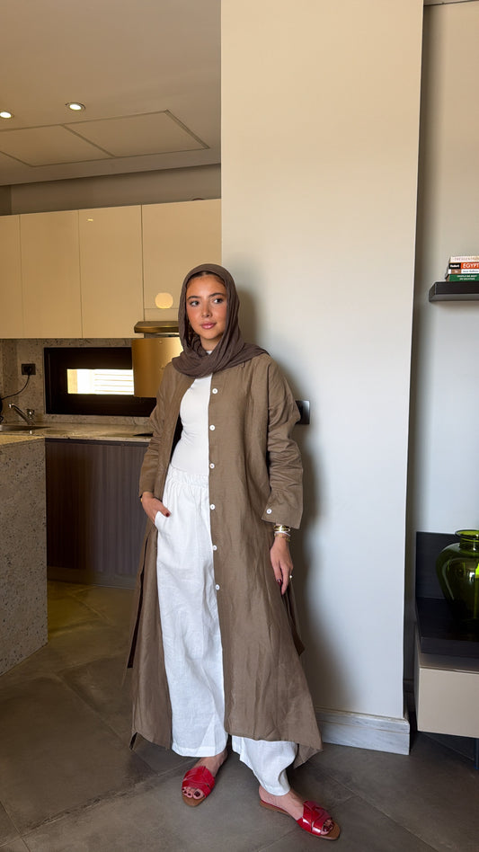 Long shirt in light brown