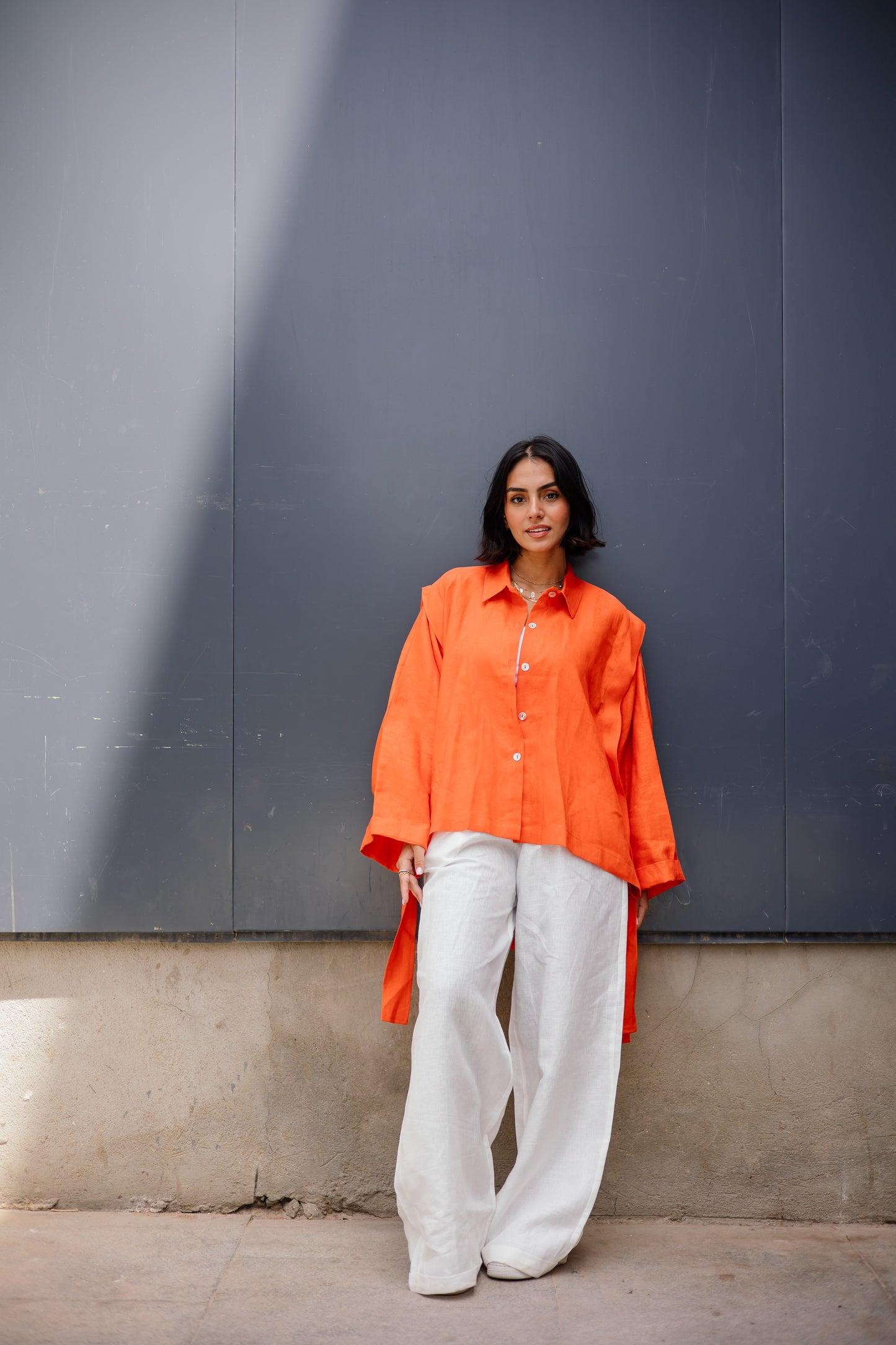 Double Shoulder Shirt In Orange