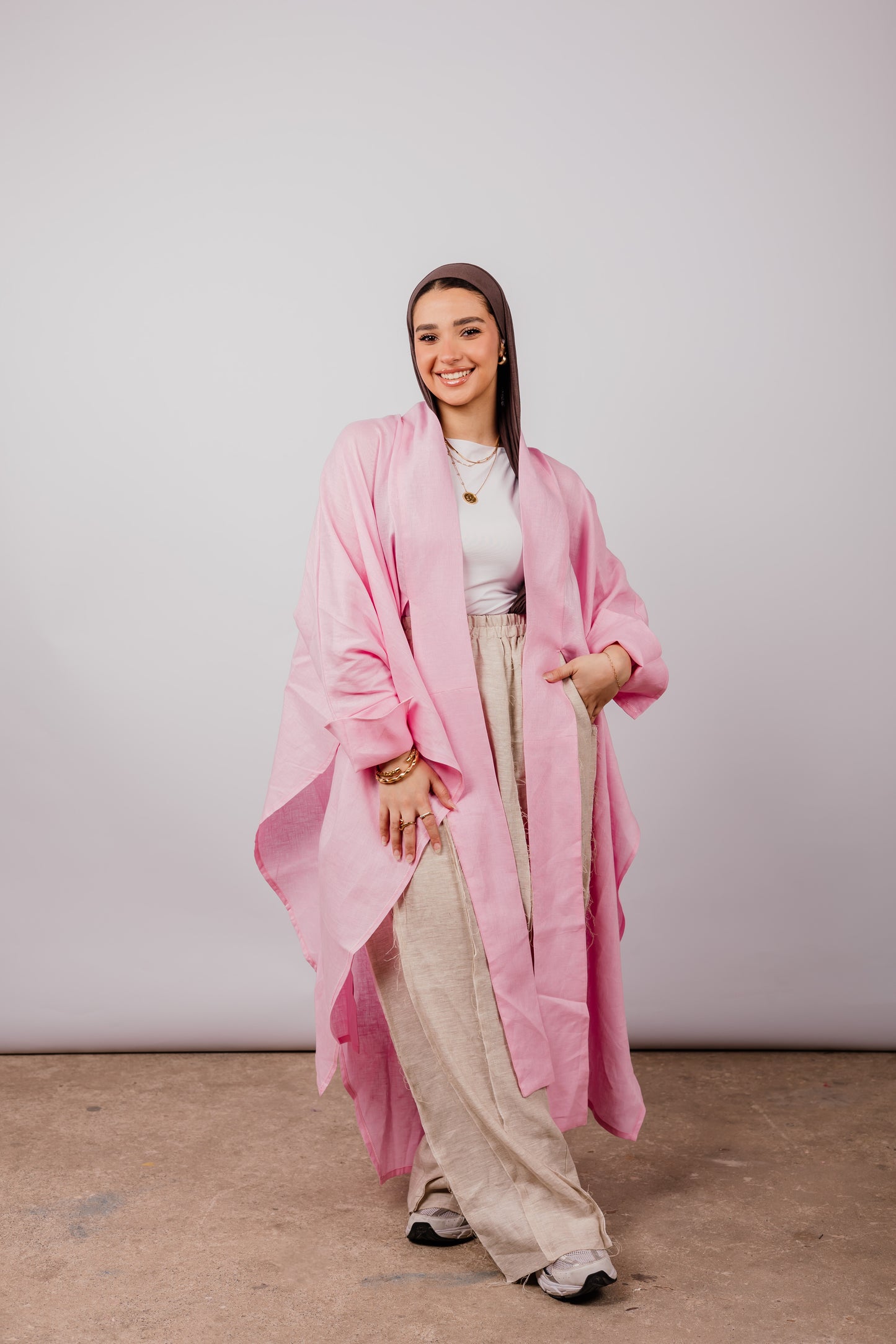 Double Collar Kimono In Pink