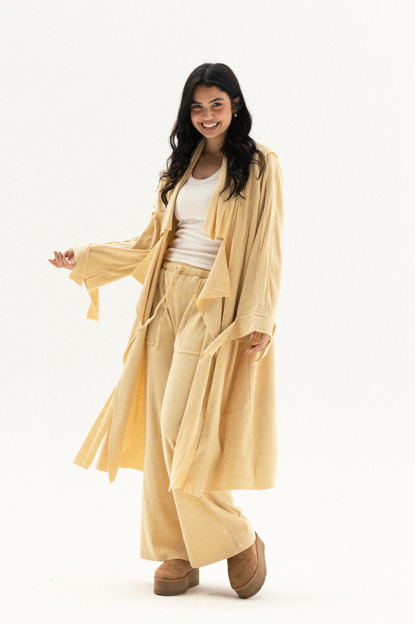Lined Wool Set In Yellow