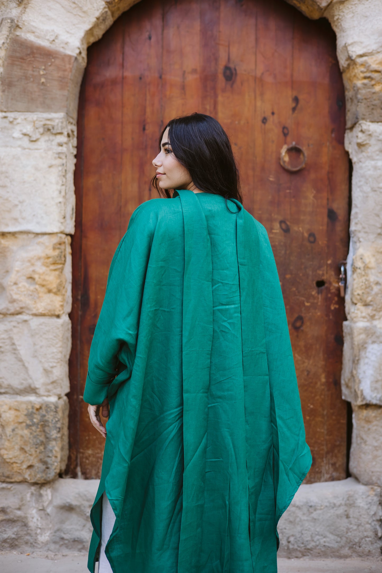 Long Ribbon Top In Green
