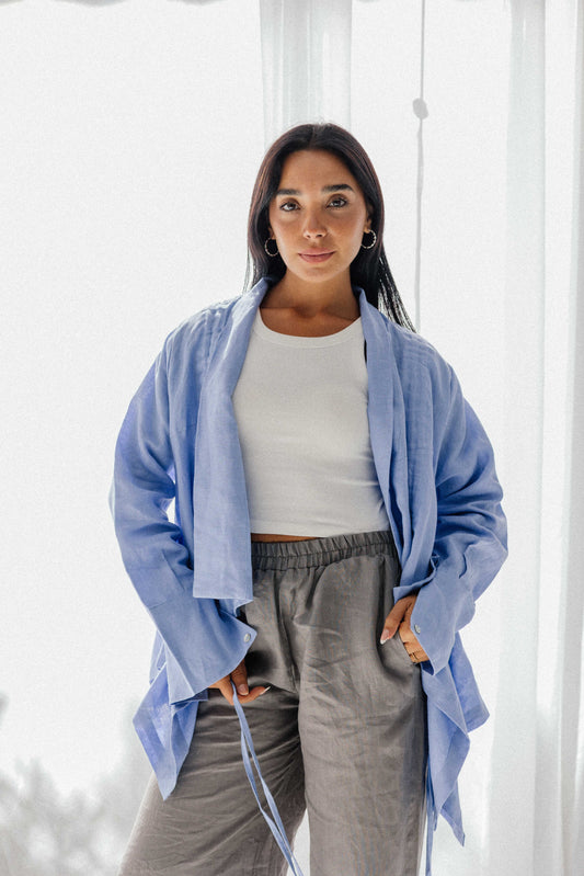 Elastic Kimono In Purple-blue