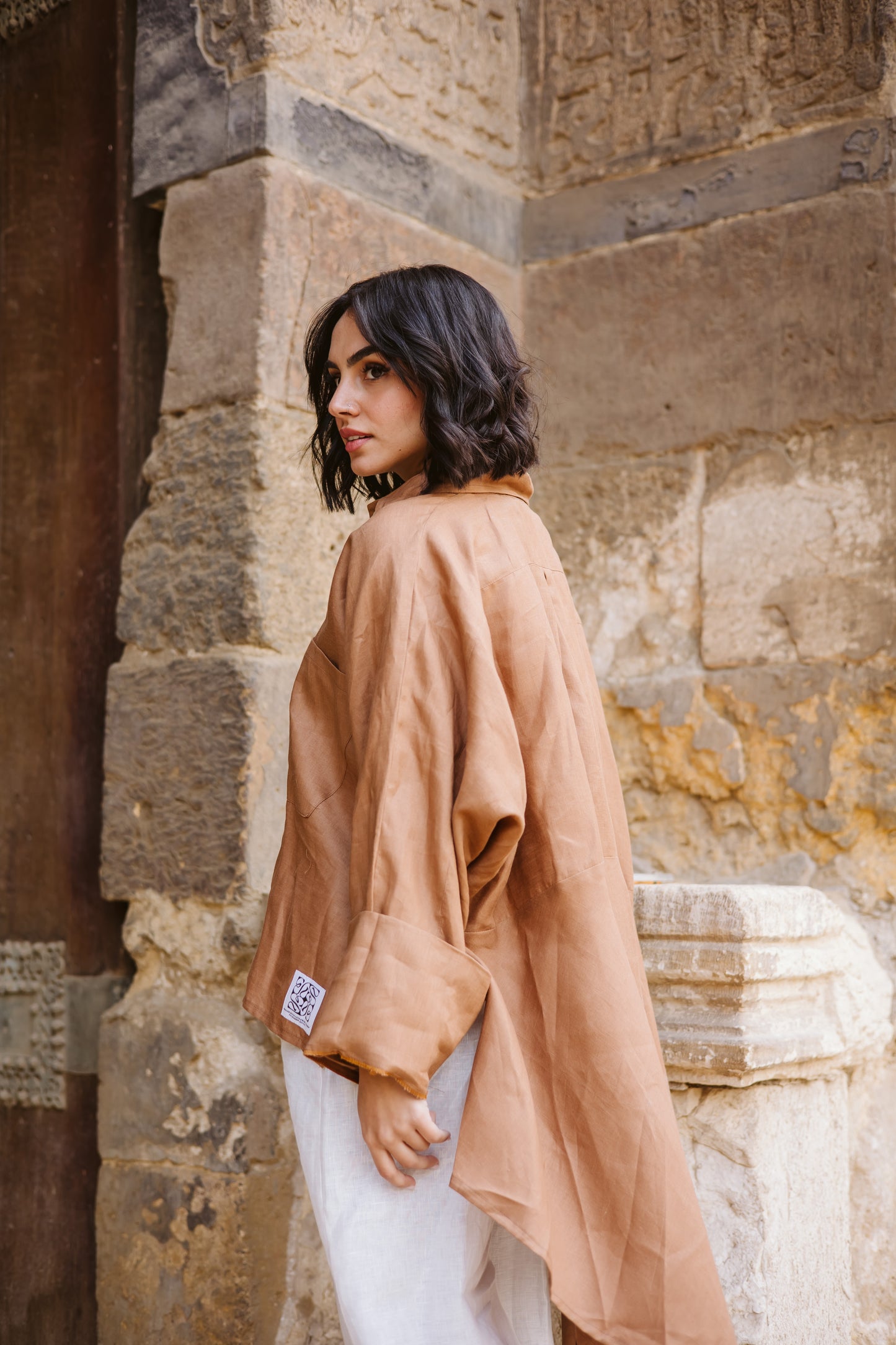 High-low Shirt In Camel