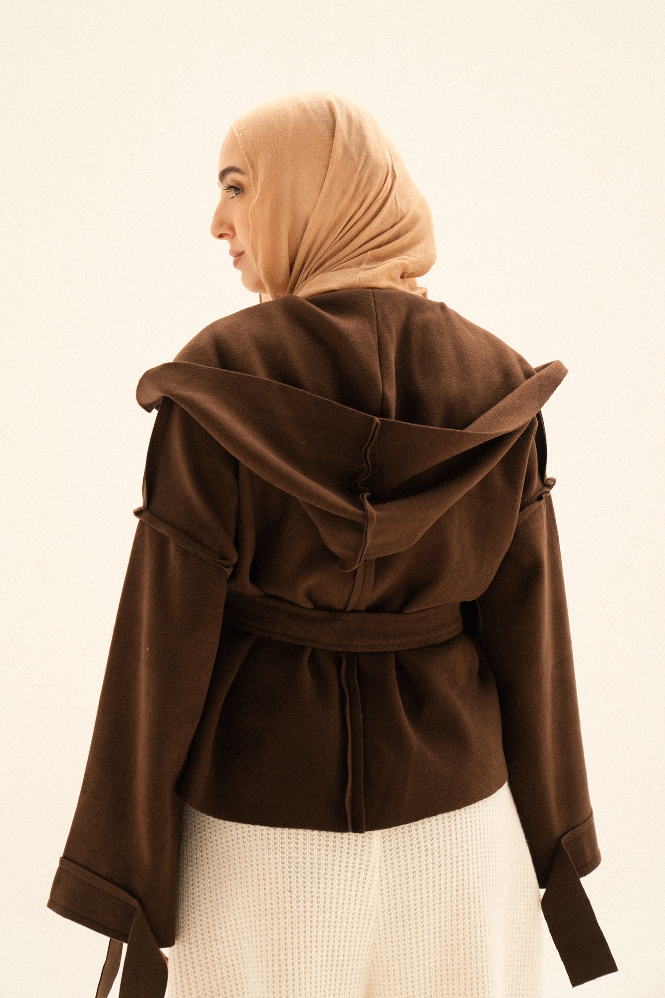 Unfinished Short Coat In Brown