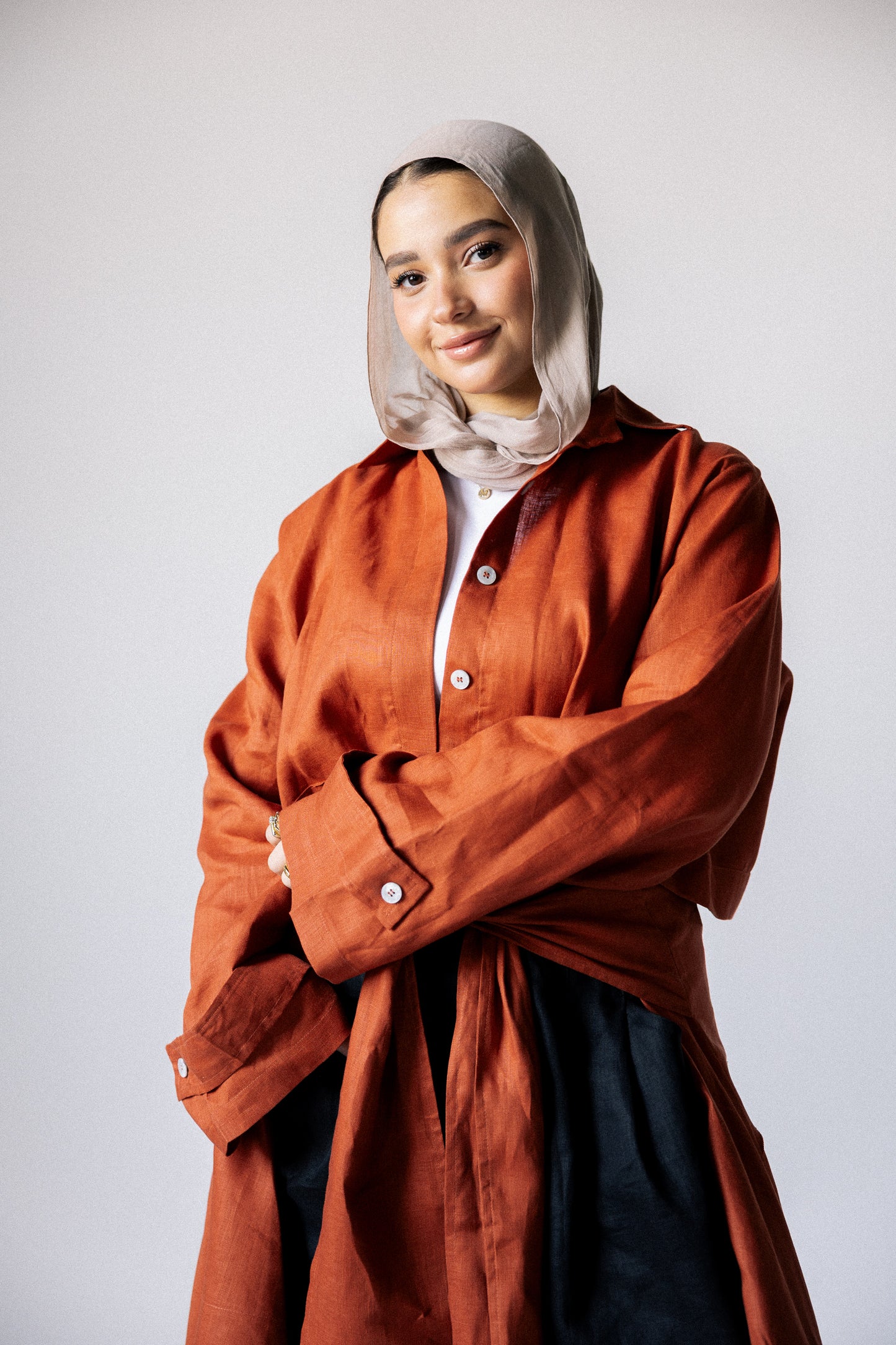 Rap-up shirt in burnt orange