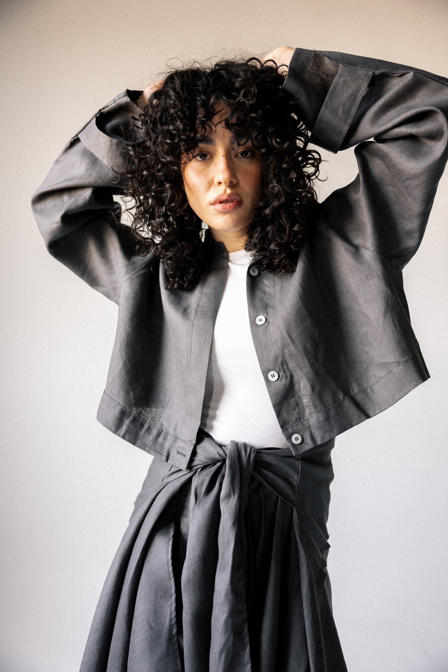 Rap-up shirt in dark grey