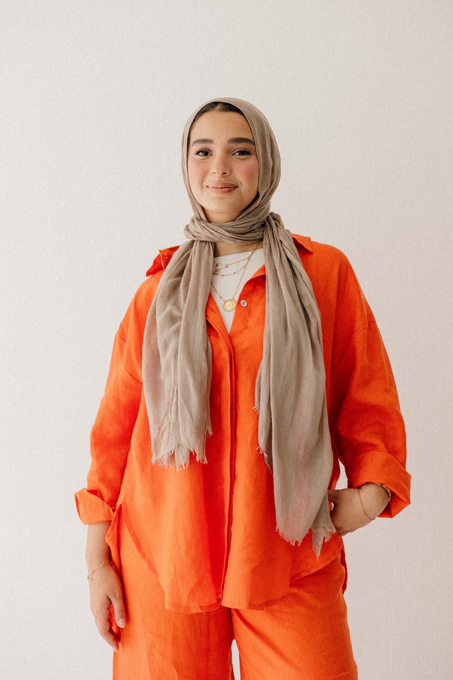 Daily Linen Shirt In Orange