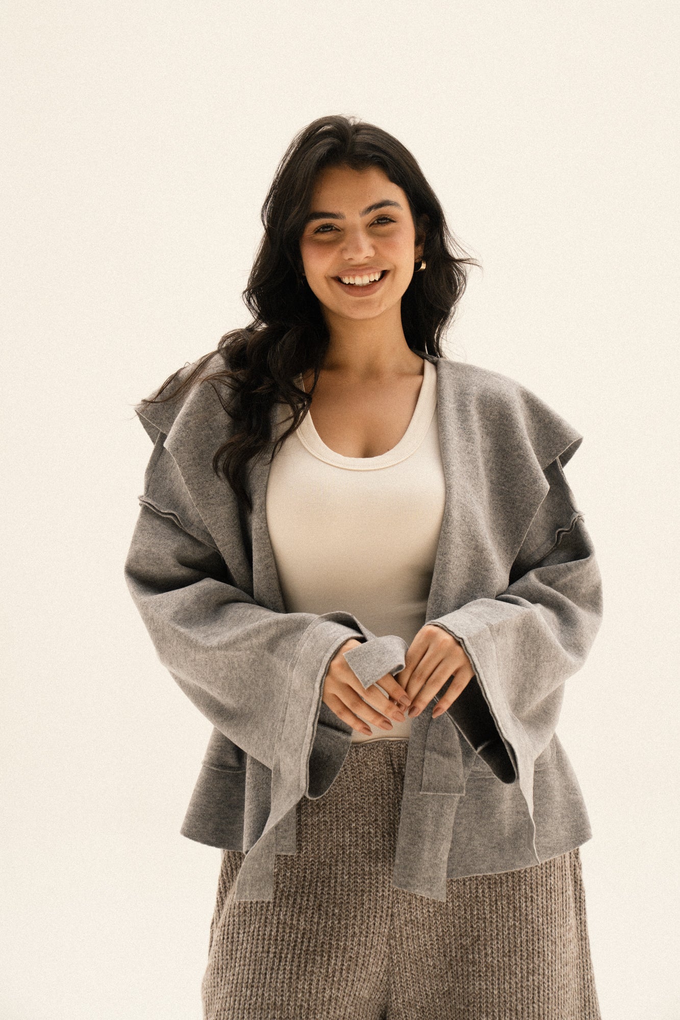 Unfinished Short Coat In Grey