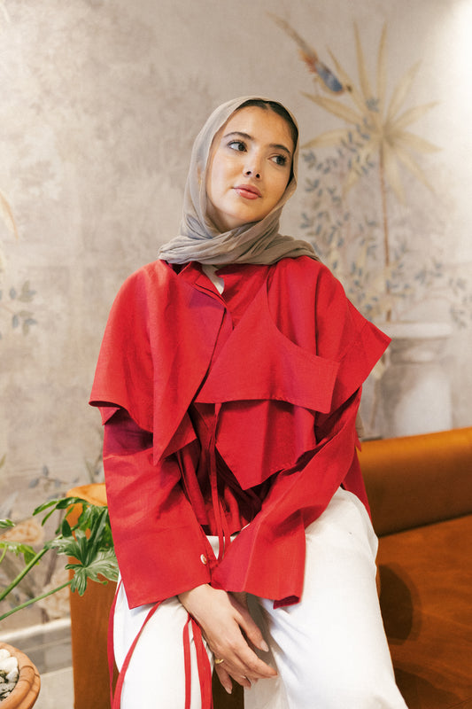 Layered shirt in red