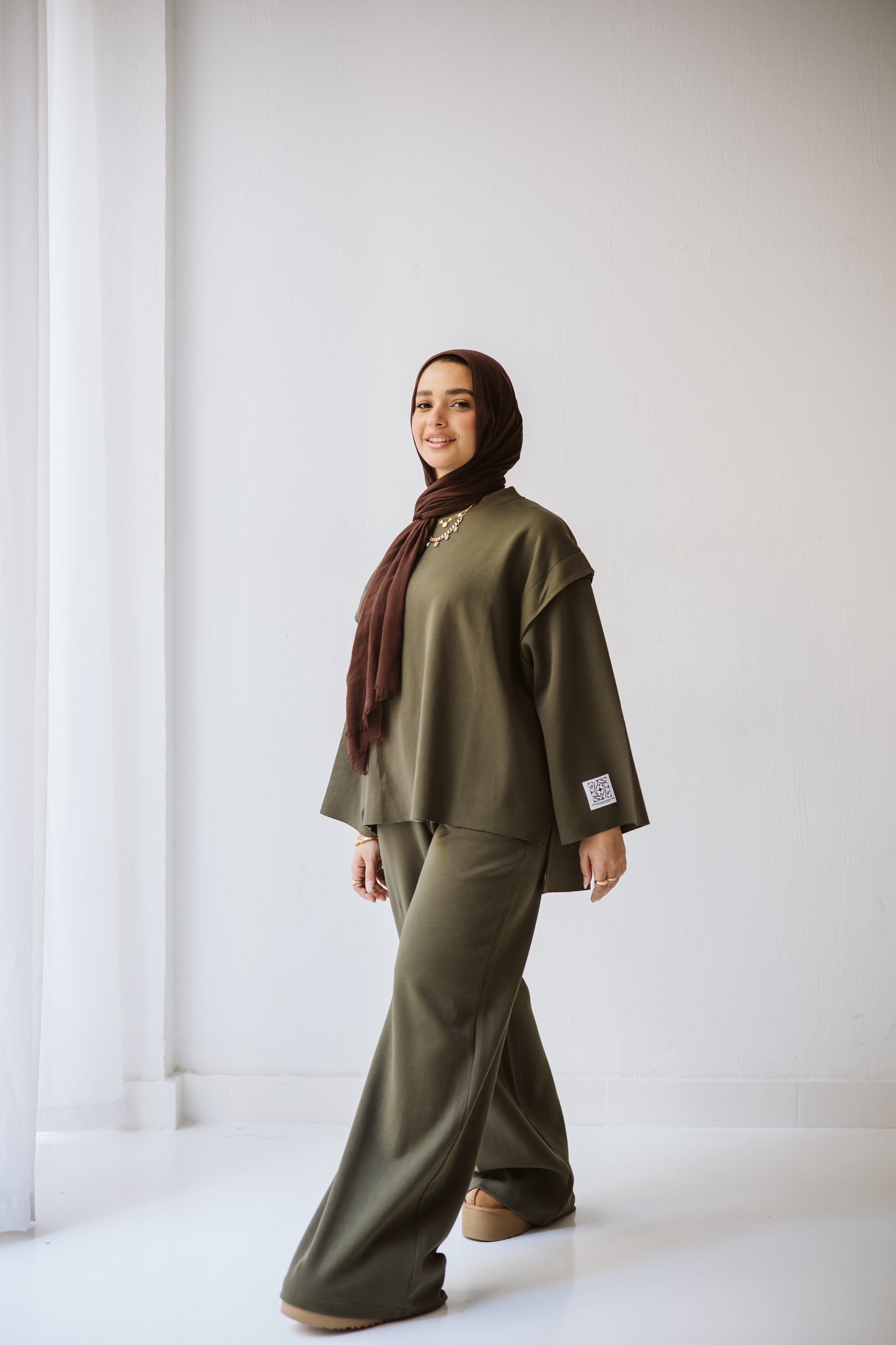 Cotton daily basic set in olive