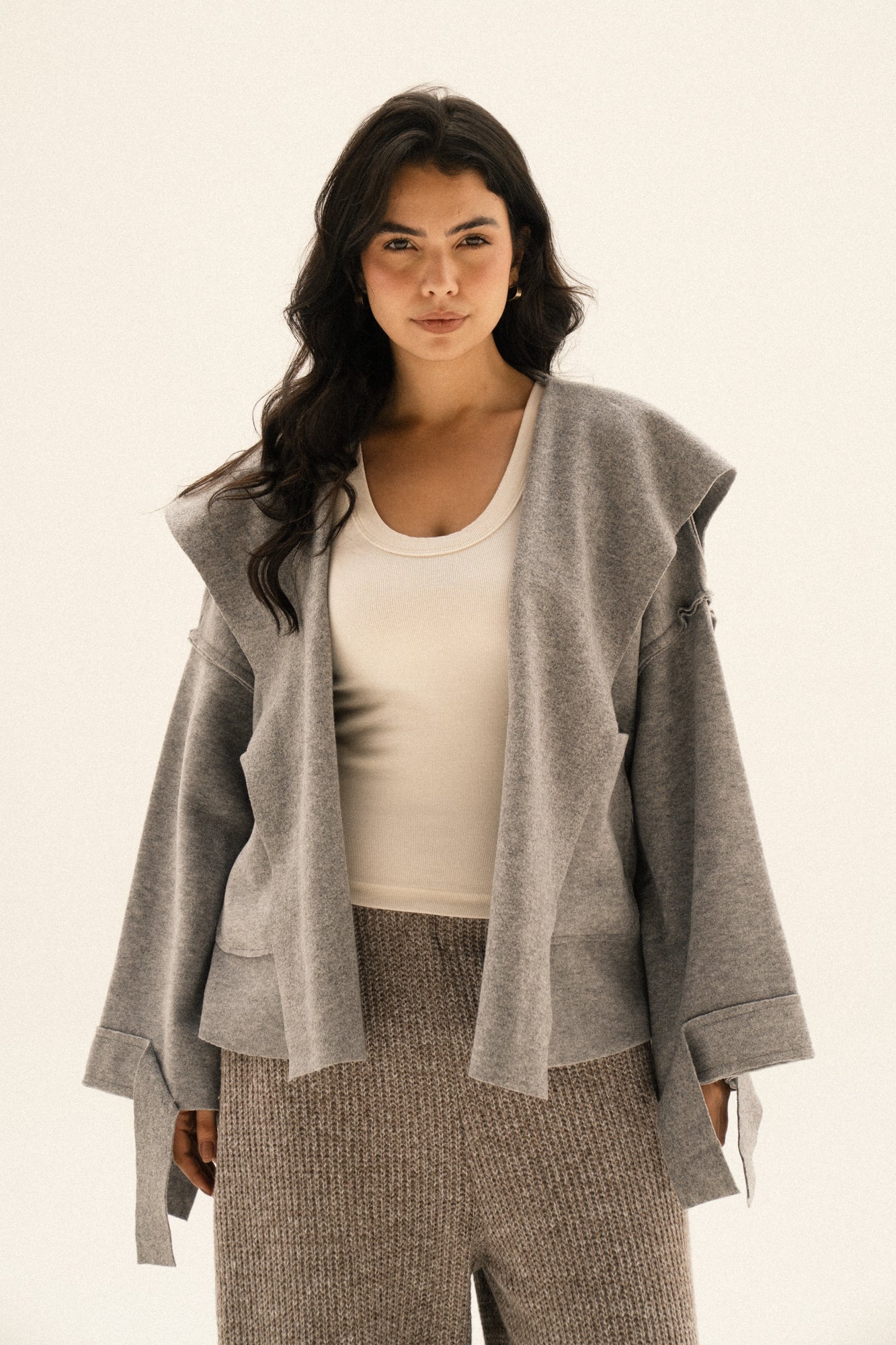Unfinished Short Coat In Grey