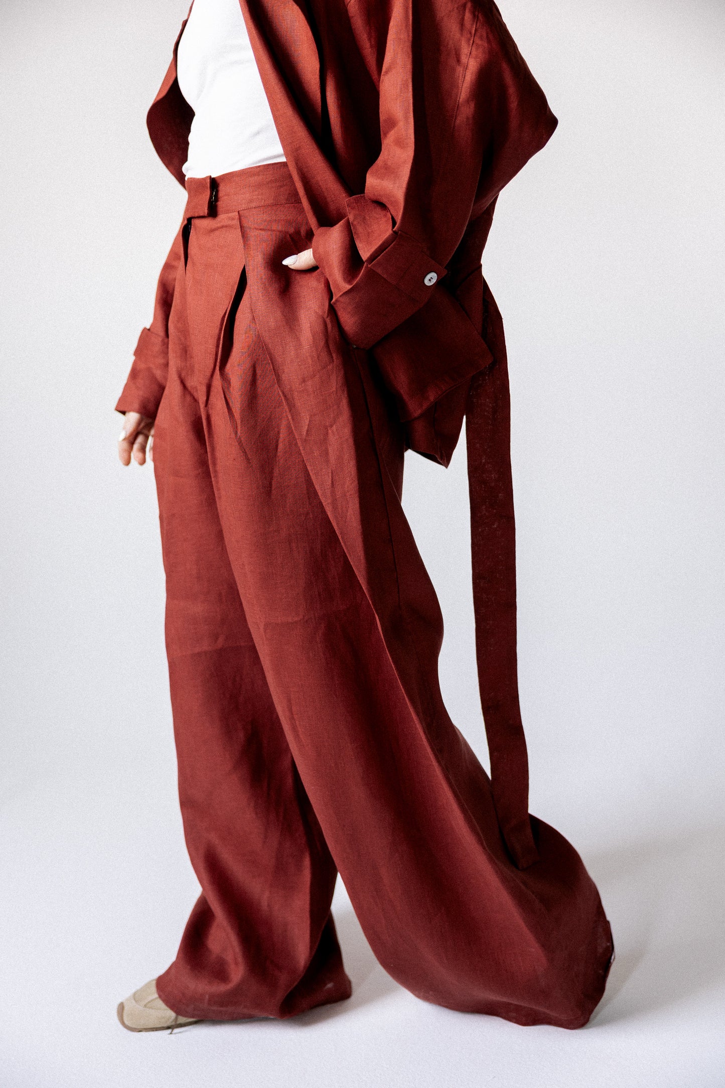 Double side set in burnt red