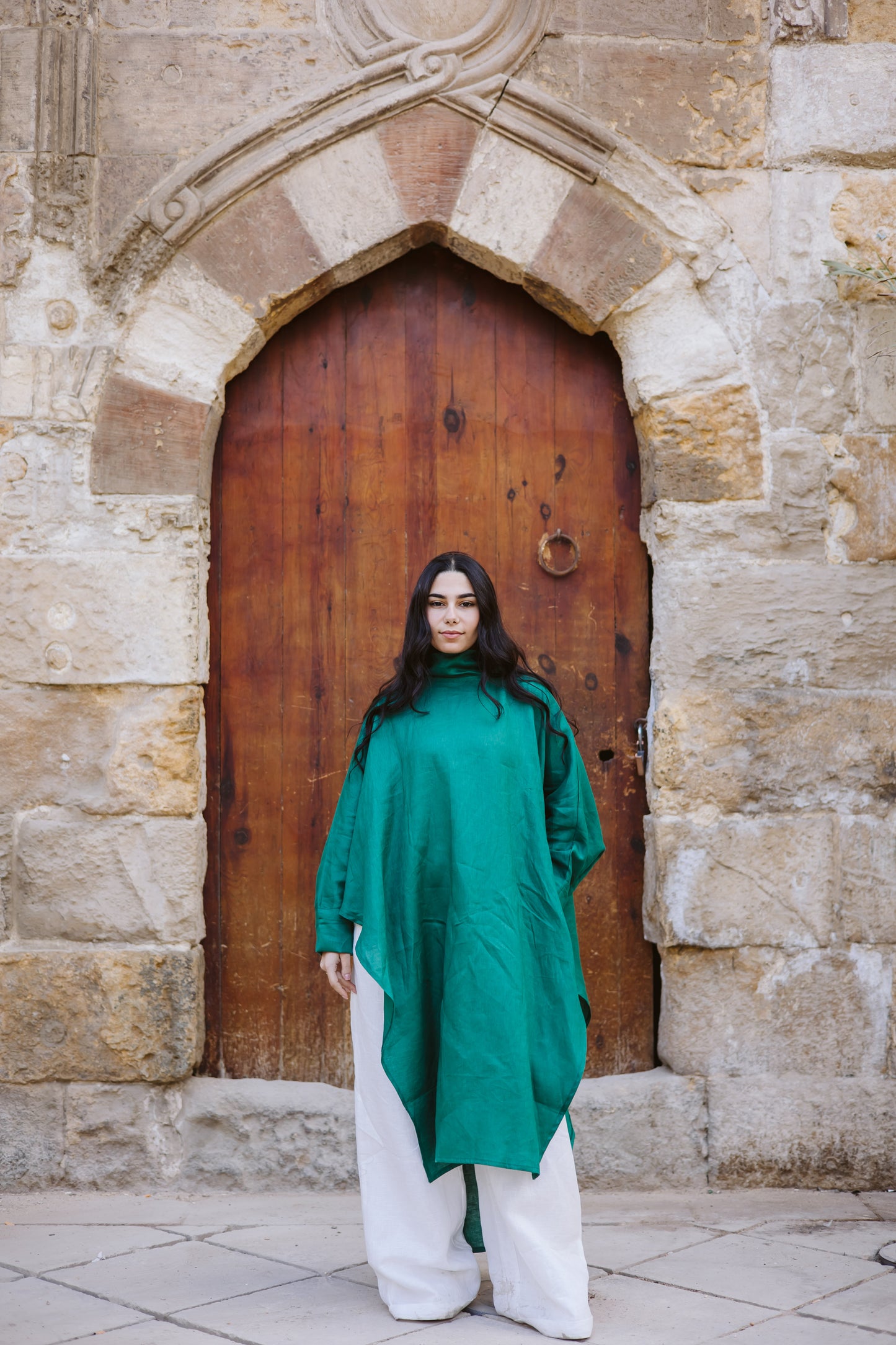 Long Ribbon Top In Green