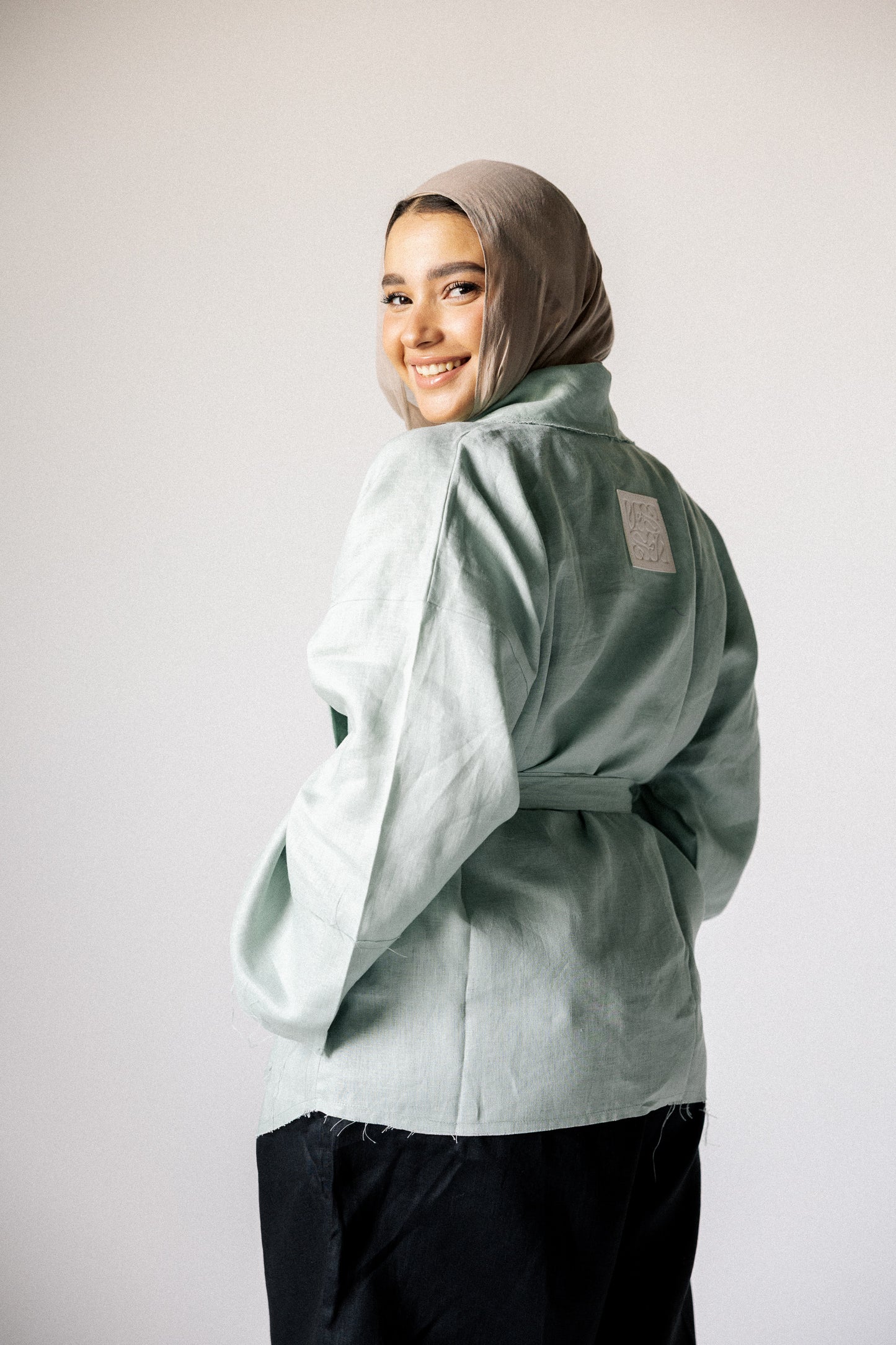Collar kimono in mint