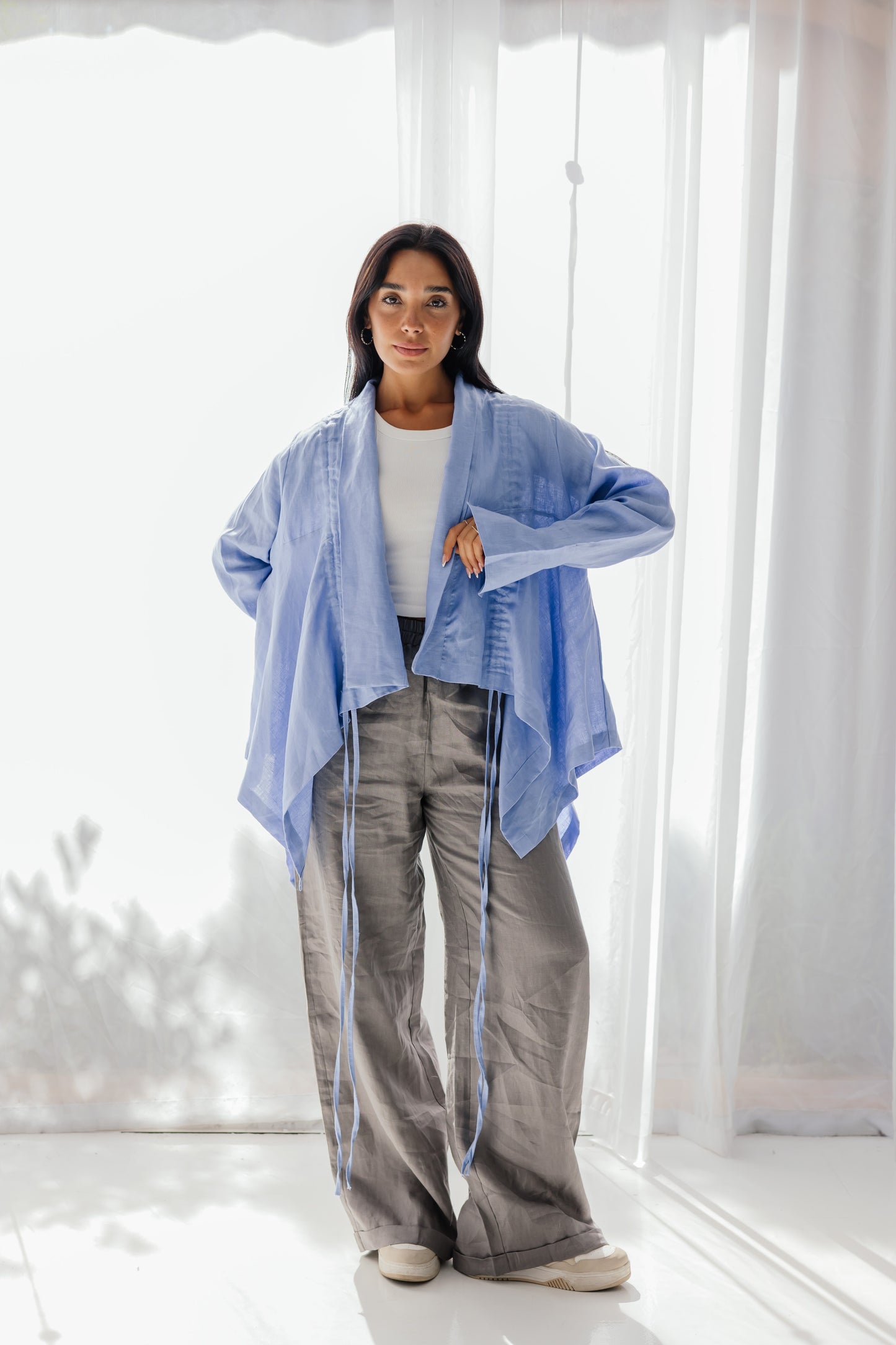 Elastic Kimono In Purple-blue